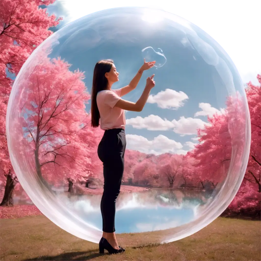 Ethereal-Woman-Inside-a-Translucent-Bubble-PNG-Whimsical-Dreamy-Landscape-Art