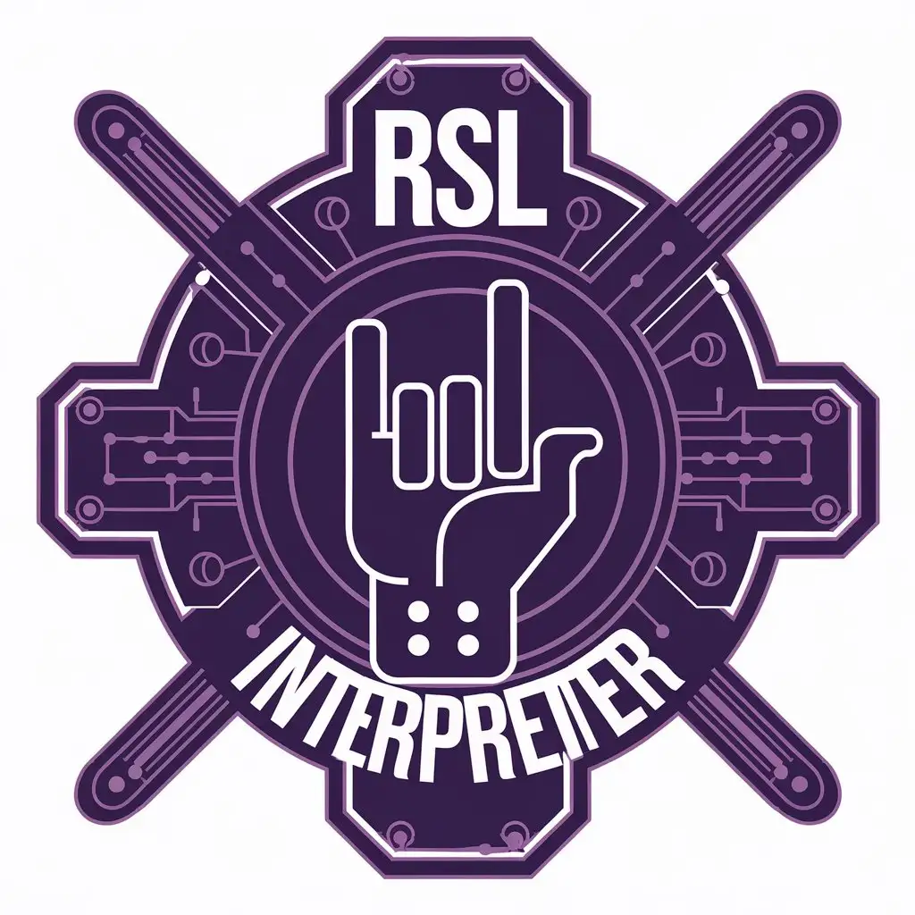 LOGO Design For RSL Interpreter Modern Purple Symbol of Sign Language