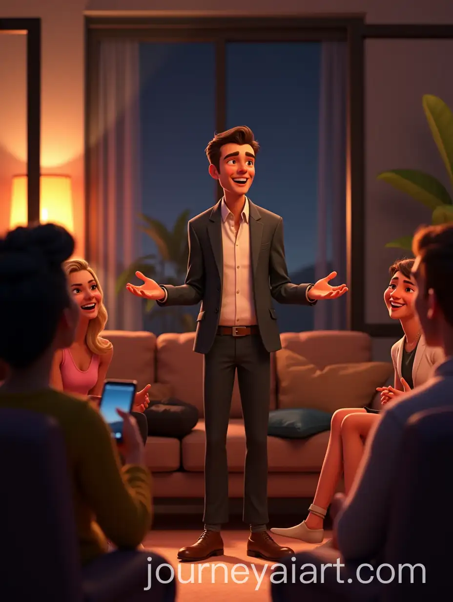 Stylish-Person-Leading-aAI-Image-Expansion-Cozy-Evening-Gathering-in-Modern-Loft