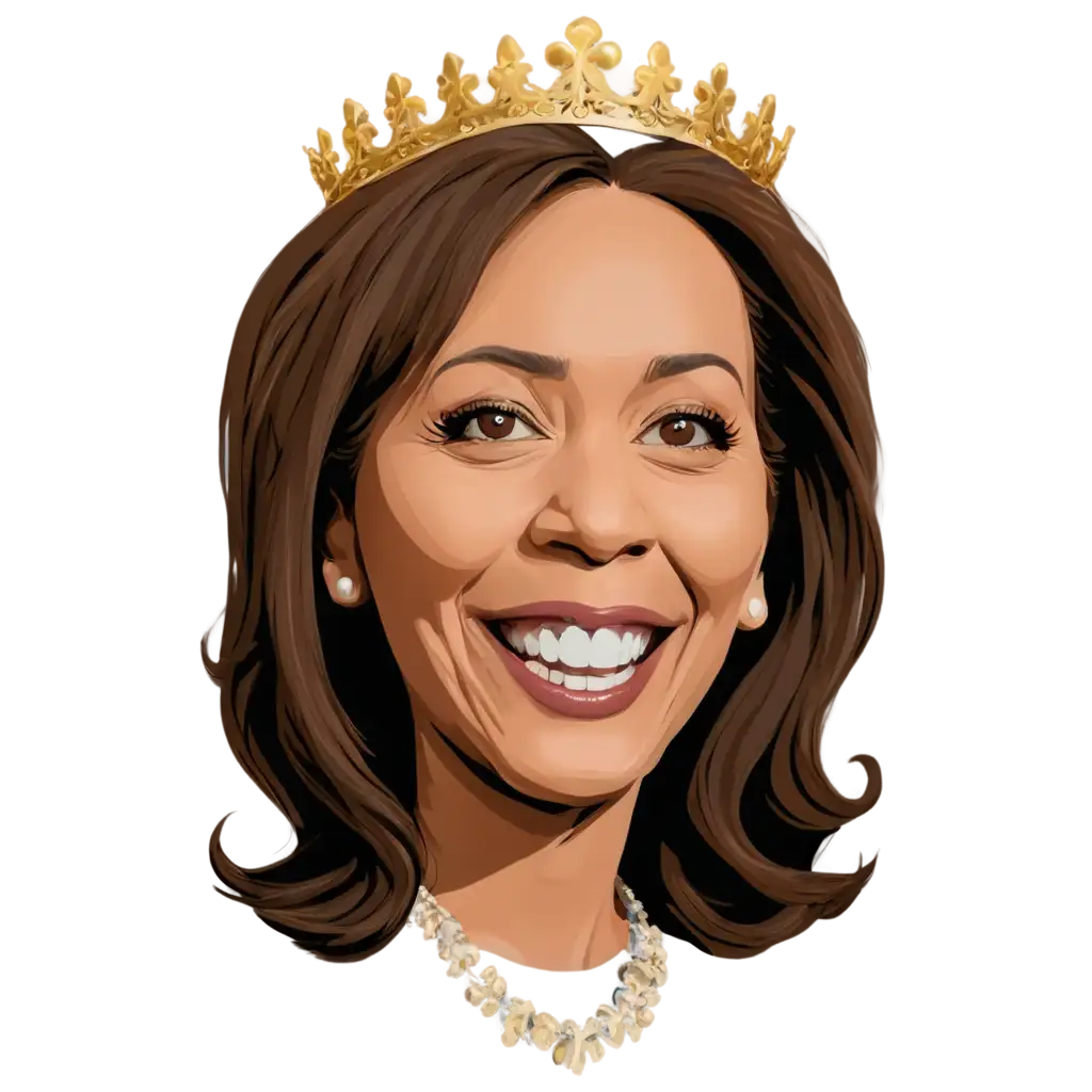 PNG-Caricature-of-Kamala-Harris-as-Queen-A-Regal-Artistic-Representation