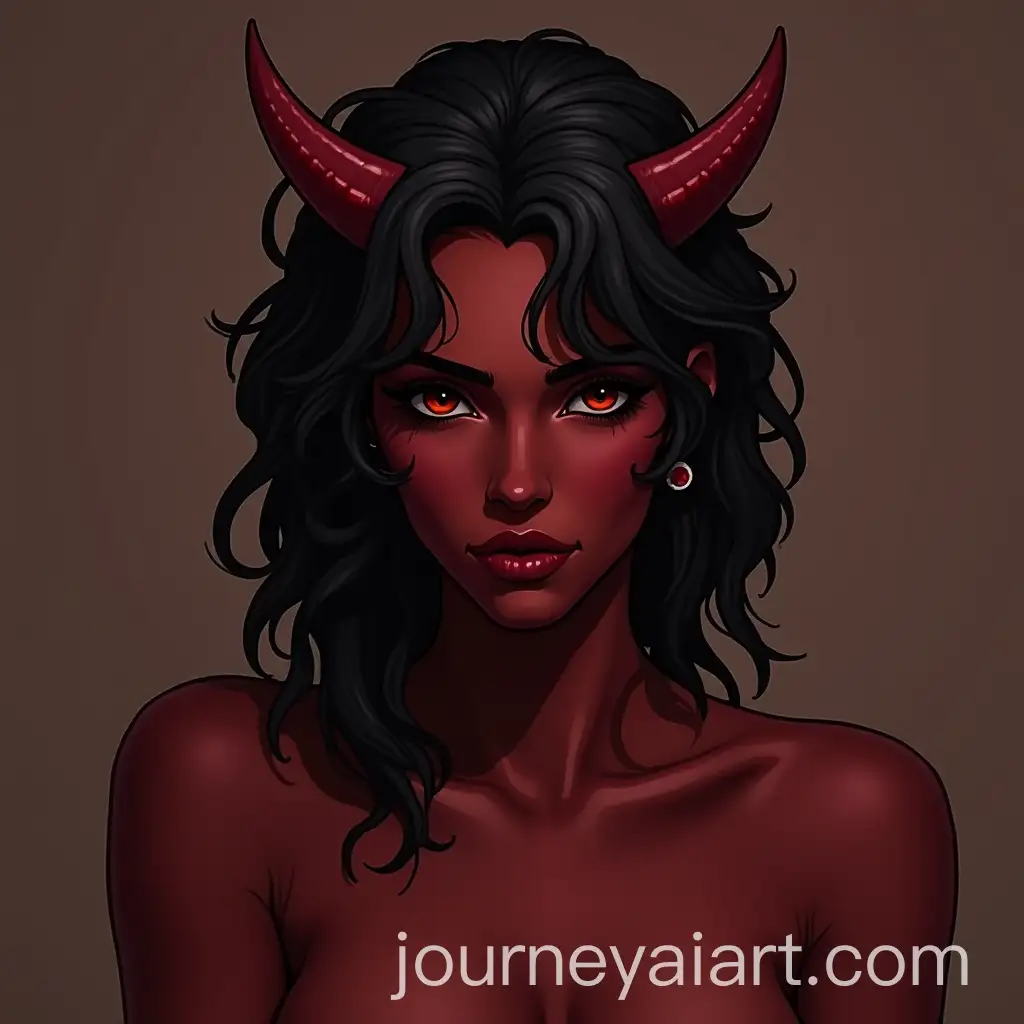 Artwork-of-MaroonSkinned-Human-with-Devil-Horns-in-Creation-of-Adam-Style