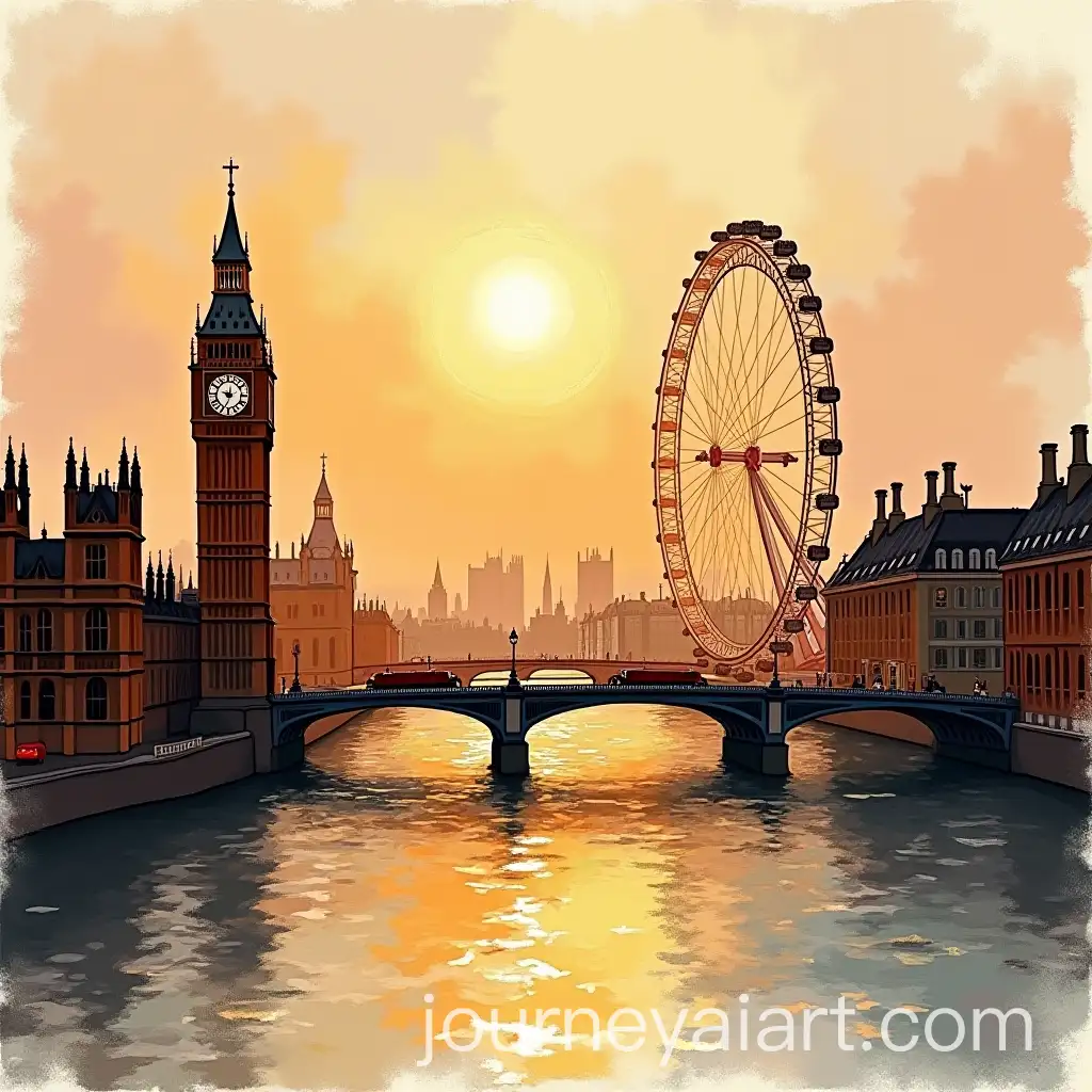 Devrim-Erbil-Inspired-Drawing-of-London-in-Warm-Color-Palette