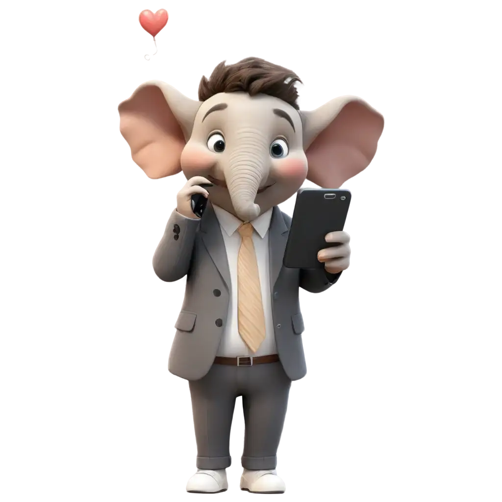 Cartoon-Elephant-Using-Mobile-Phone-PNG-Image-Creative-Art-for-Digital-Content