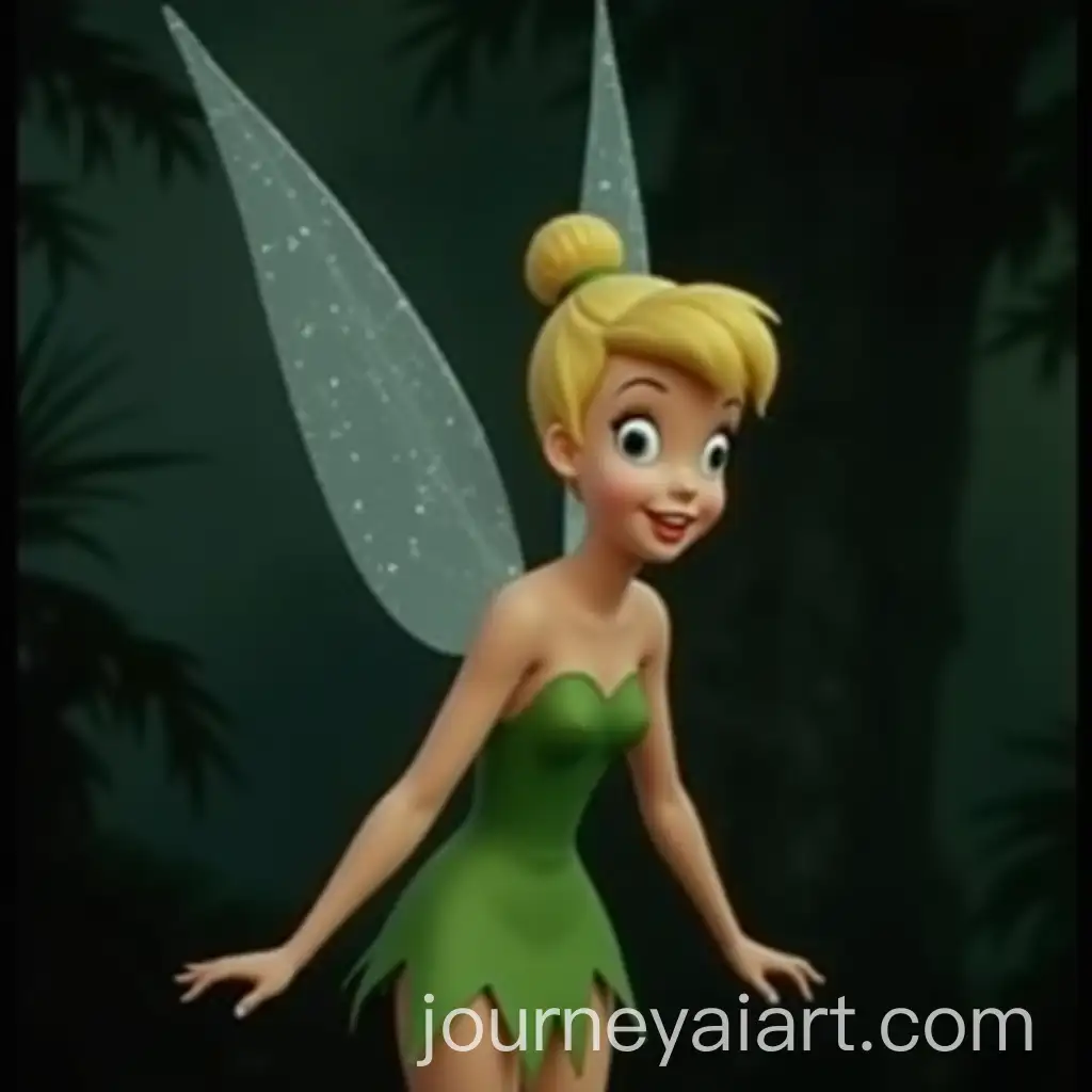 1950s-Vintage-Dark-Fantasy-Scene-Featuring-Tinkerbell-in-Green-Dress
