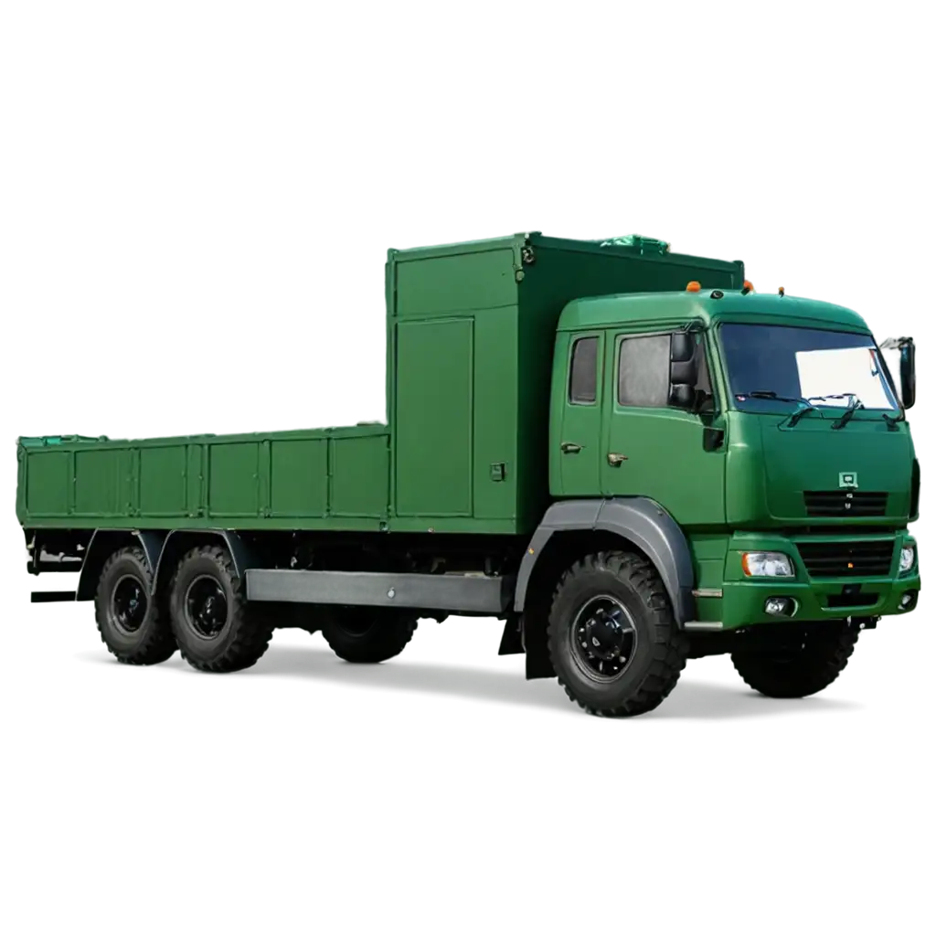 HighQuality-PNG-of-a-Dark-Green-Kamaz-Truck-with-Closed-Cargo-Body-for-Versatile-Applications