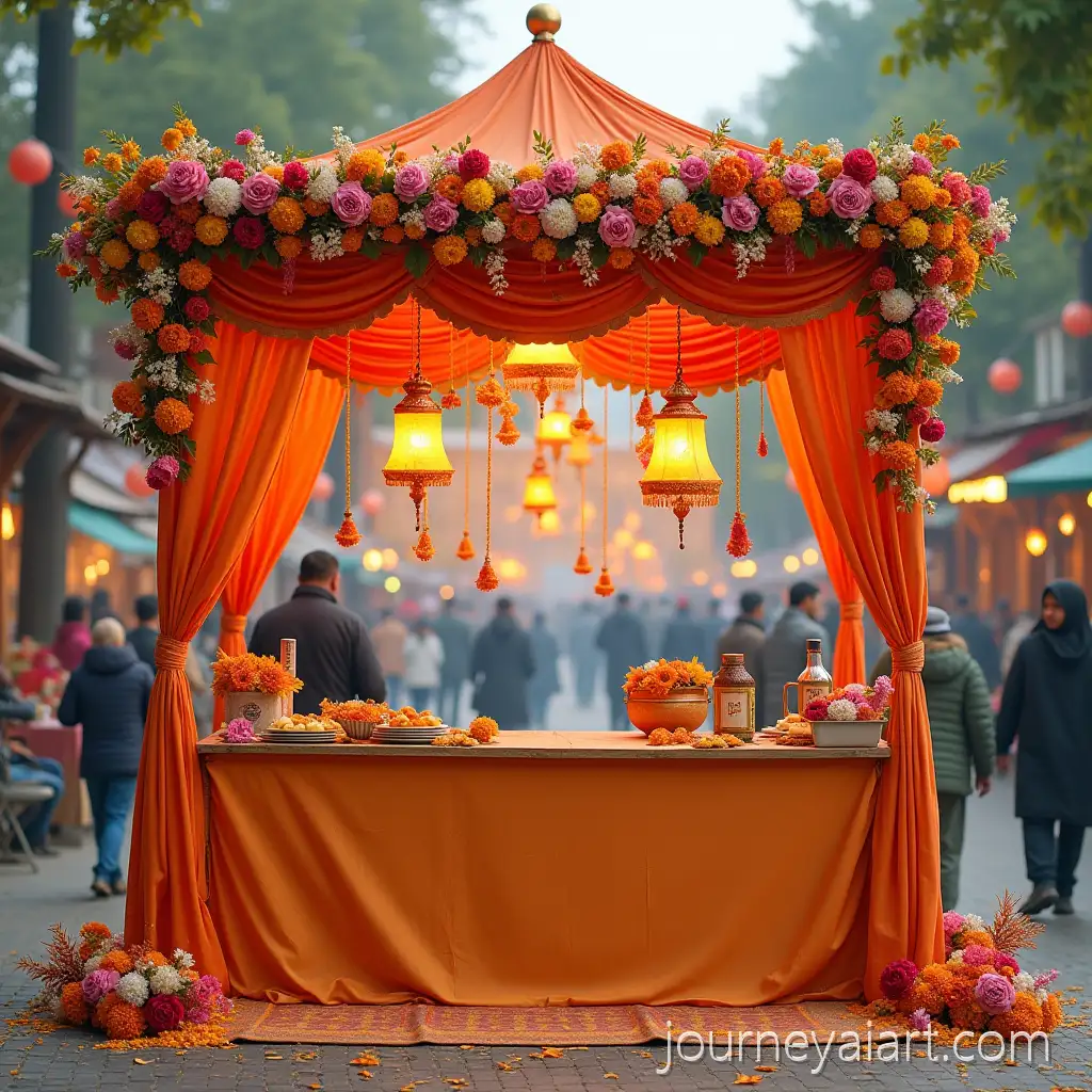 Sewa-Coordination-Stall-withAI-Image-Prompt-Expansion-Floral-Decorations-and-Team-Signage