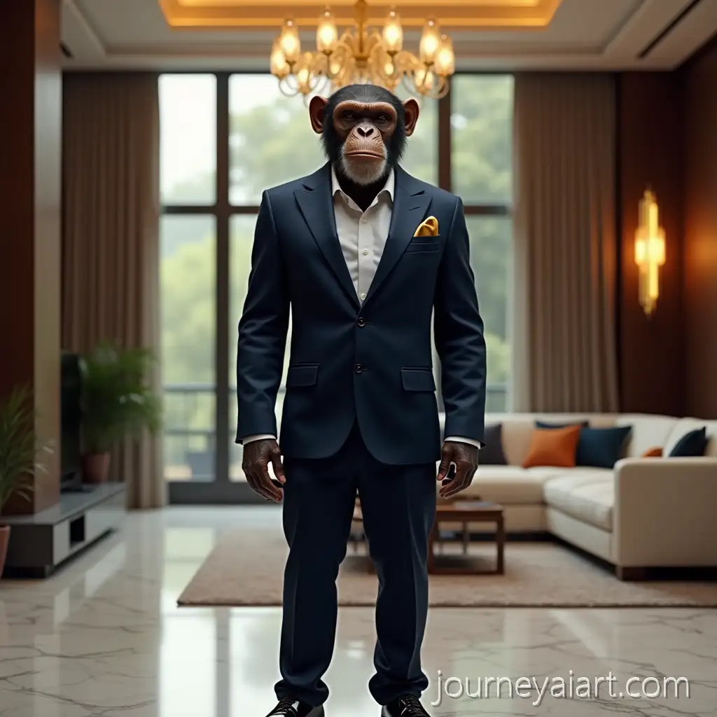Stylish-Adult-Chimpanzee-inAI-Art-Prompt-Expansion-a-Luxurious-Modern-Living-Room
