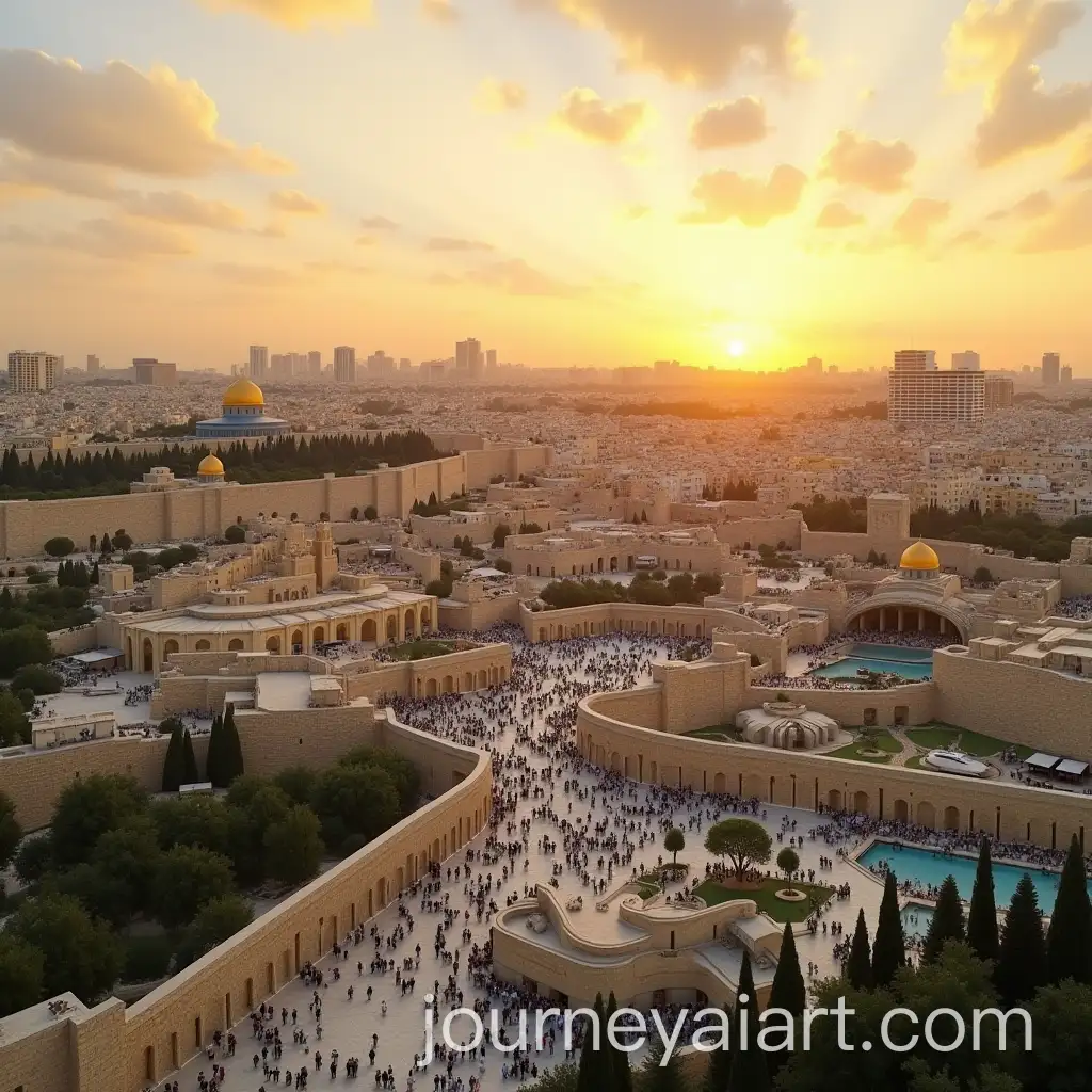 Panoramic-View-of-Jerusalem-Past-Present-and-Future-Under-a-Golden-Sunset