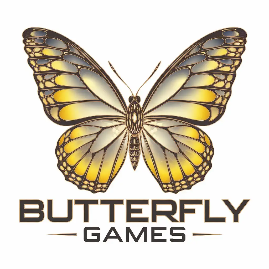 LOGO-Design-for-Butterfly-Games-Vibrant-Yellow-Butterfly-on-Clear-Background