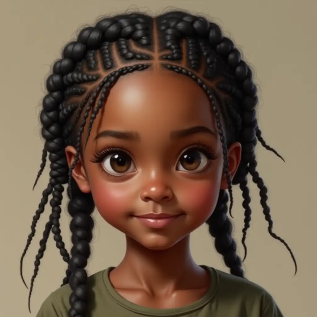 Cornrows on a little light-skinned girl. With clear focus on the braids. Realistic