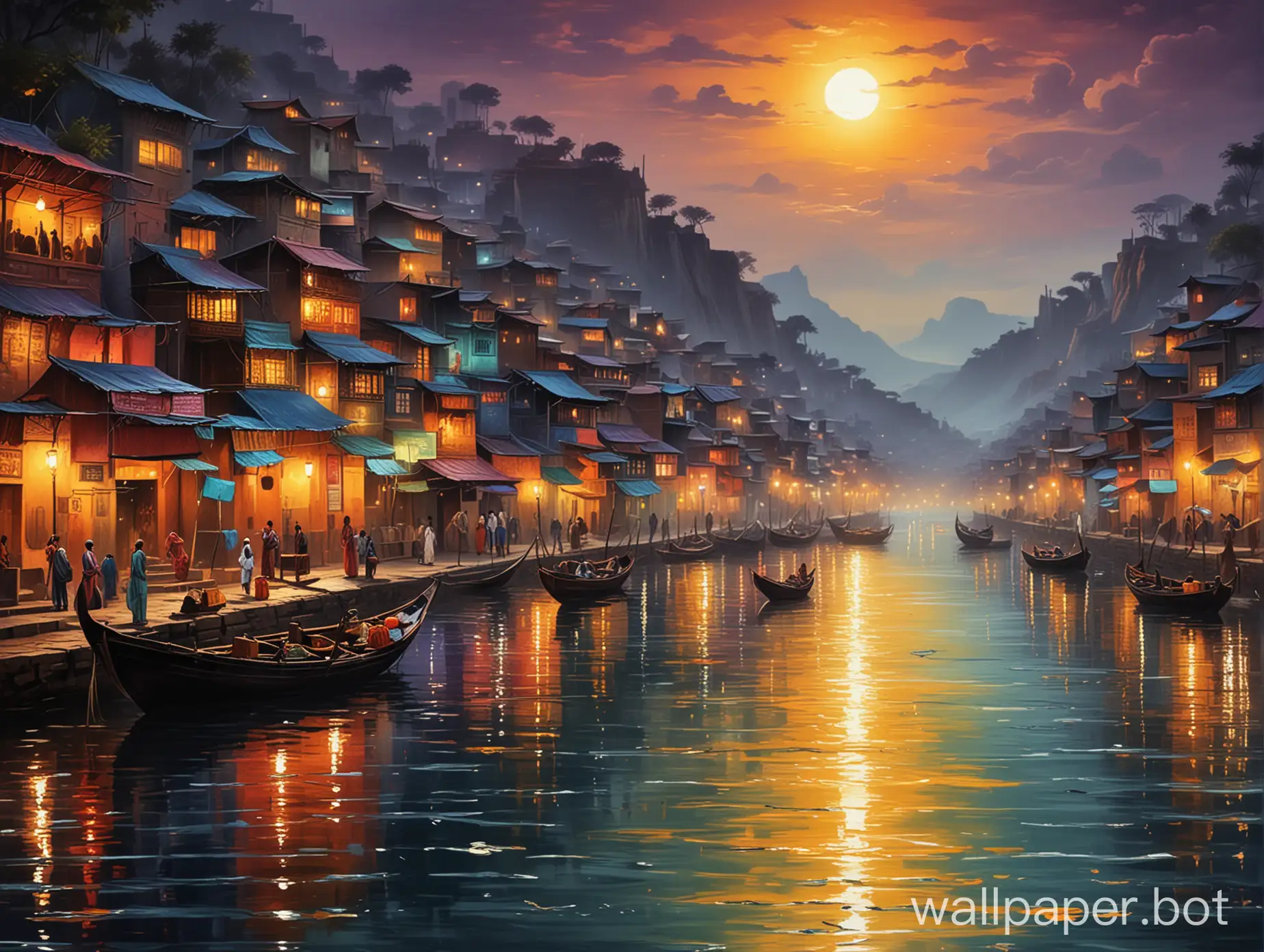 canvas painting of ghat for laptop 4k wallpaper