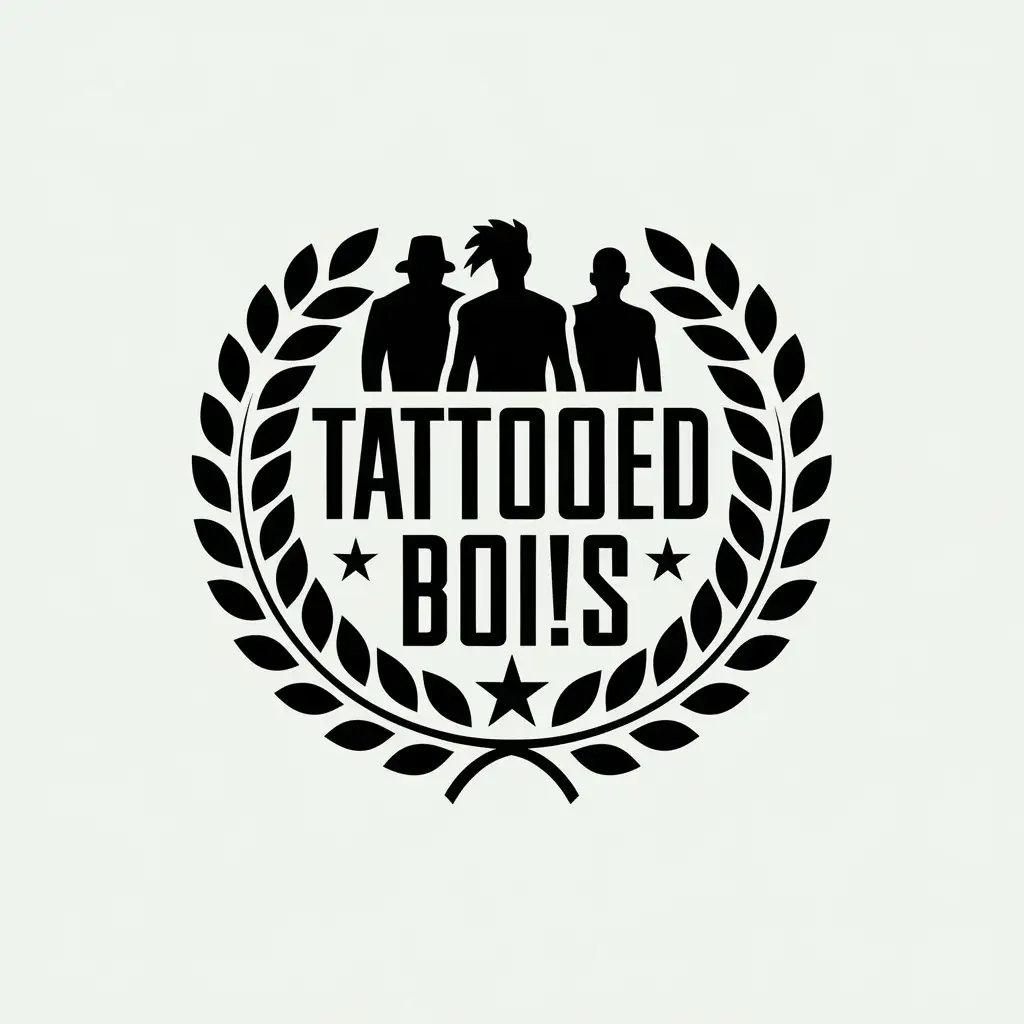 LOGO Design for Tattooed BOis Punk and Skinhead Silhouette in Laurel Wreath Theme