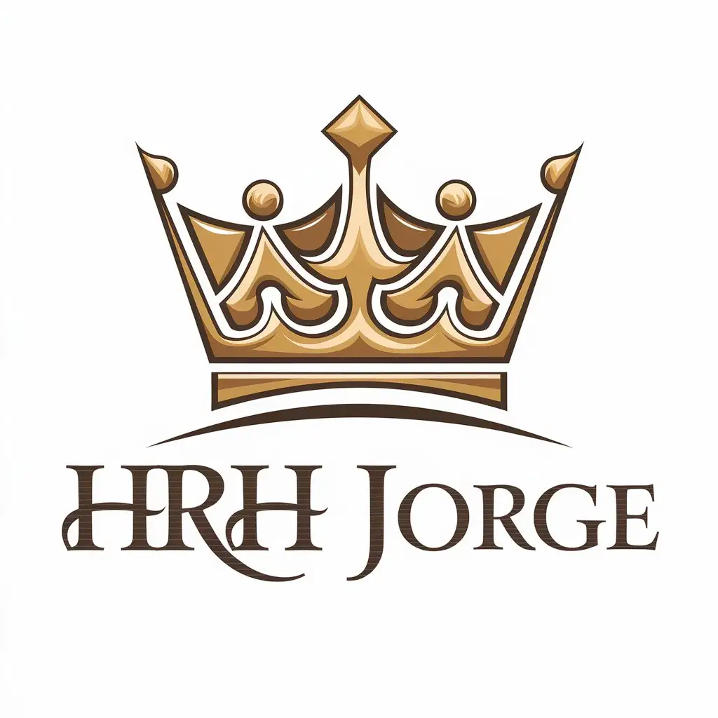 LOGO Design for HRH Jorge Gold King Crown with Fancy Font in Minimalistic Style