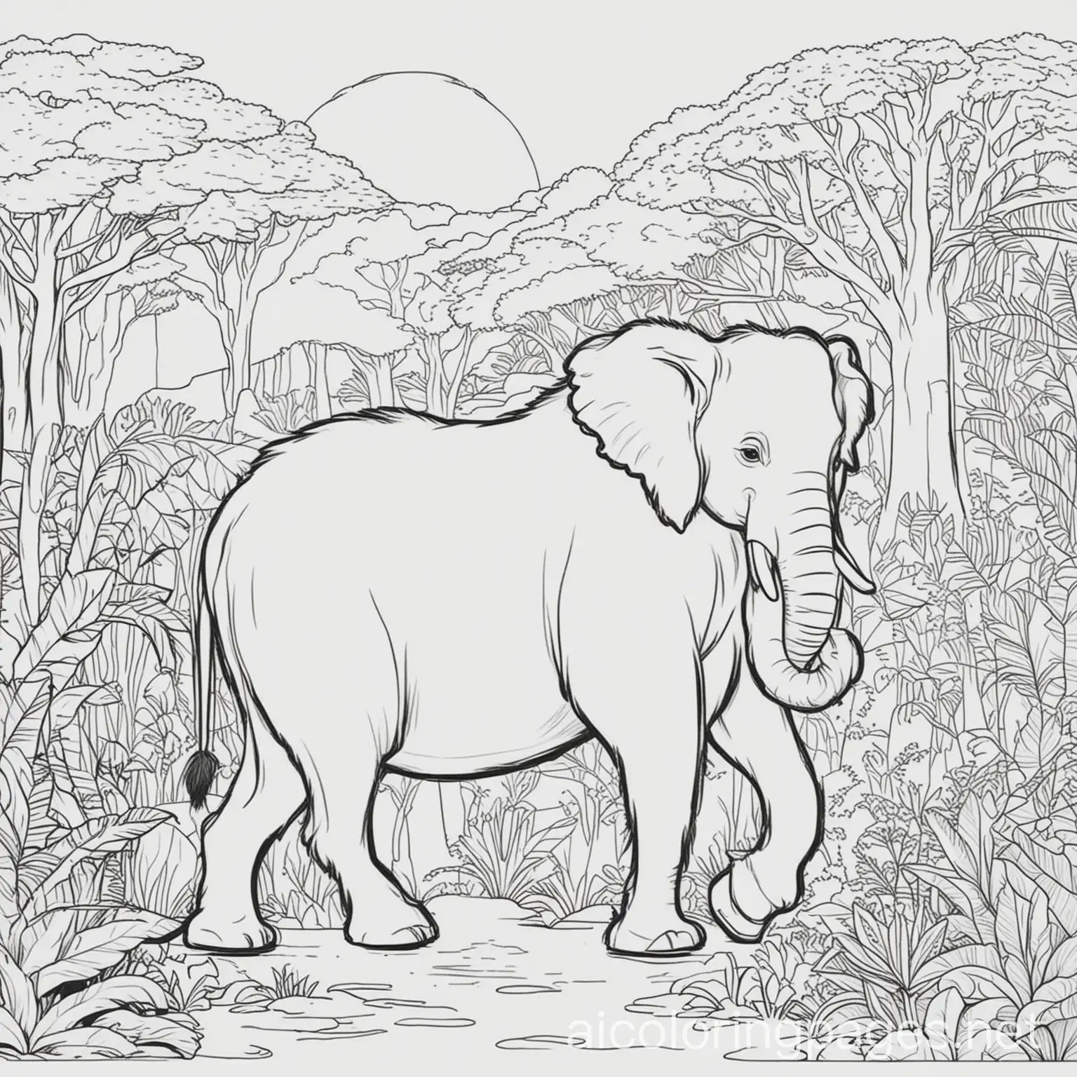 zoo trip, Coloring Page, black and white, line art, white background, Simplicity, Ample White Space. The background of the coloring page is plain white to make it easy for young children to color within the lines. The outlines of all the subjects are easy to distinguish, making it simple for kids to color without too much difficulty