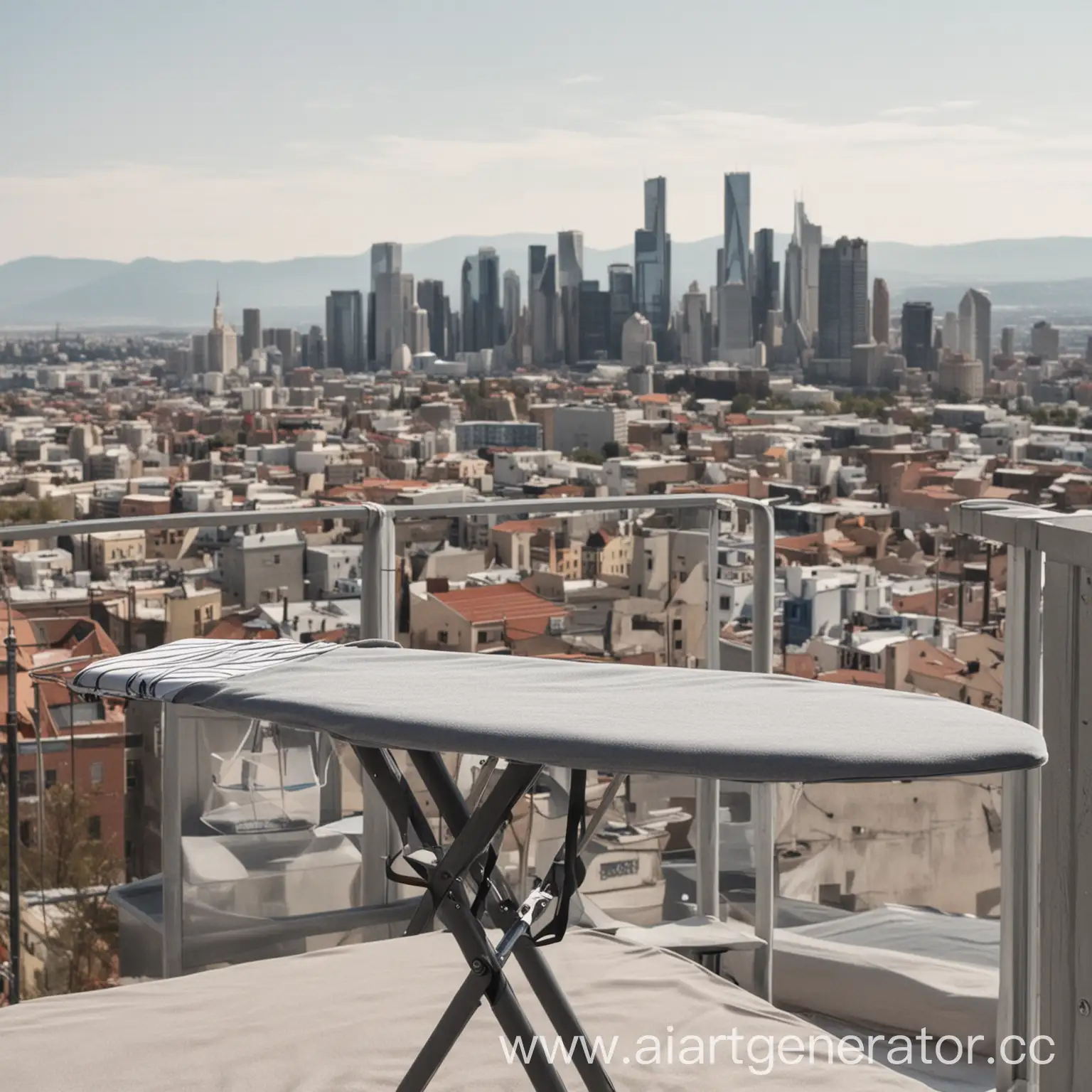 Ironing-Board-with-Gray-Cover-in-Urban-Setting