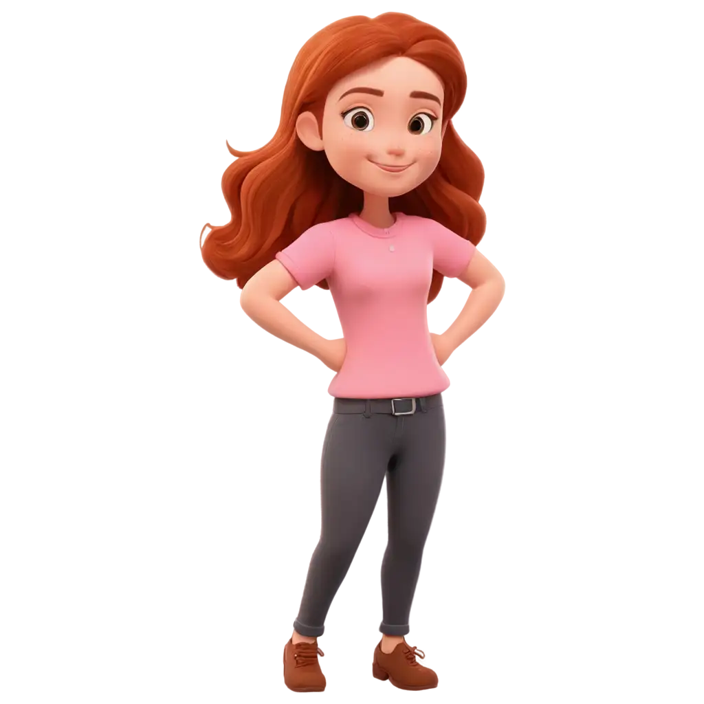 Animated-Drawing-of-a-RedHaired-Girl-in-a-Happy-Pink-Shirt-PNG-Image-Creation