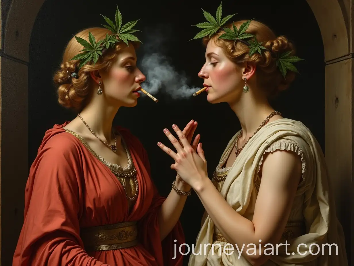 Ancient-Greek-Gods-and-Goddesses-Smoking-in-Renaissance-Style-Painting