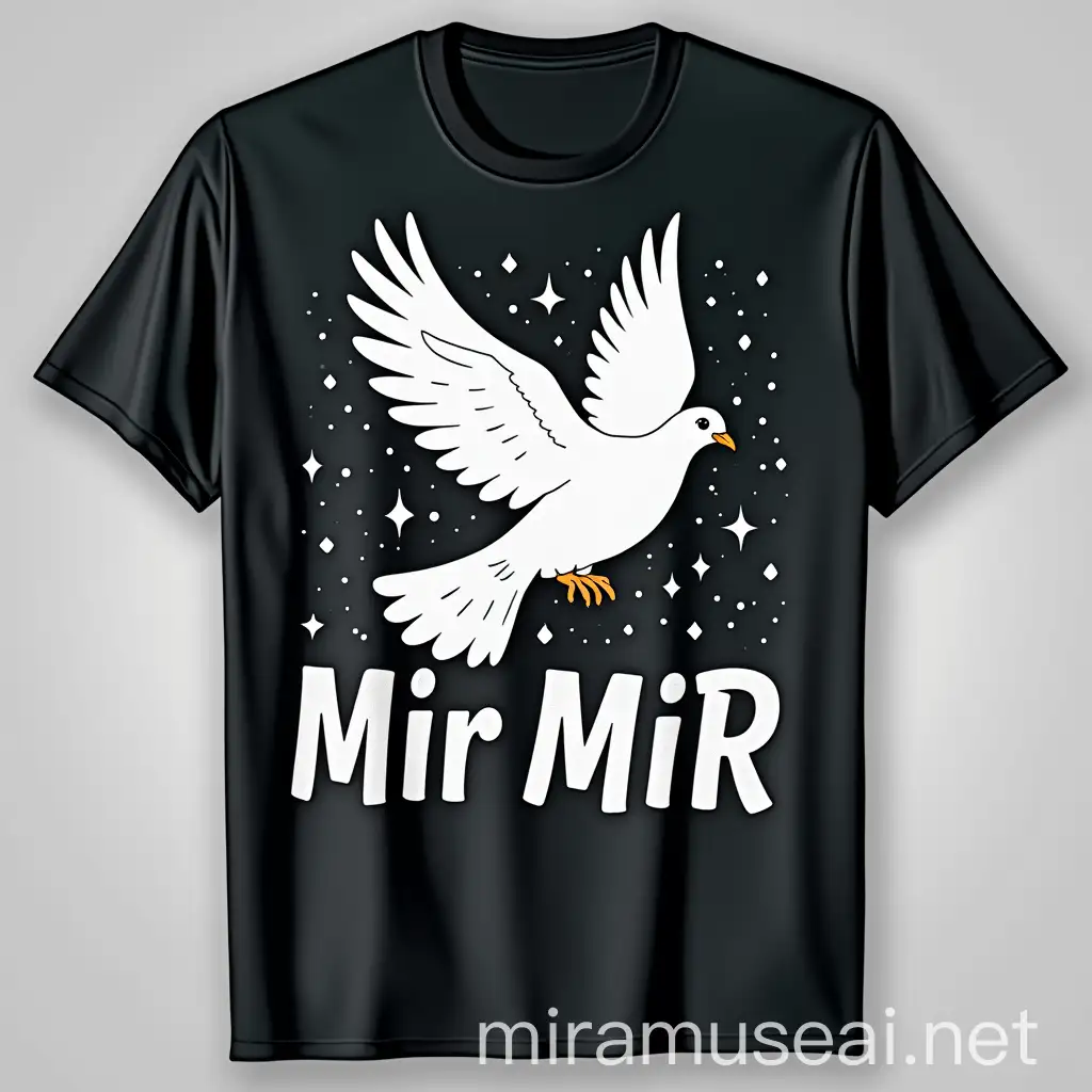 White Dove TShirt with mir Text Design