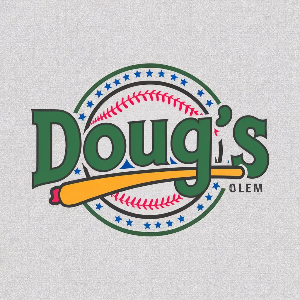 LOGO Design for Dougs American Style with Baseball Font and Iconic Hotdog Element