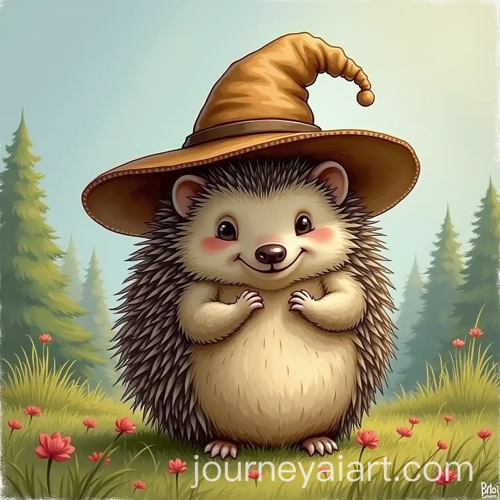 Fantasy-Hedgehog-Wearing-a-Hat-in-Enchanted-Forest
