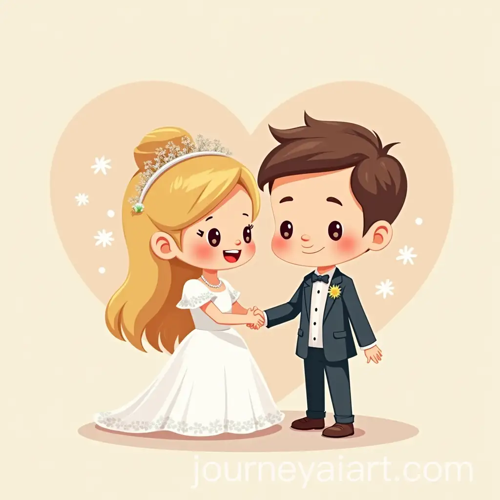 Cute-Cartoon-Just-Married-Couple-in-Wedding-Celebration
