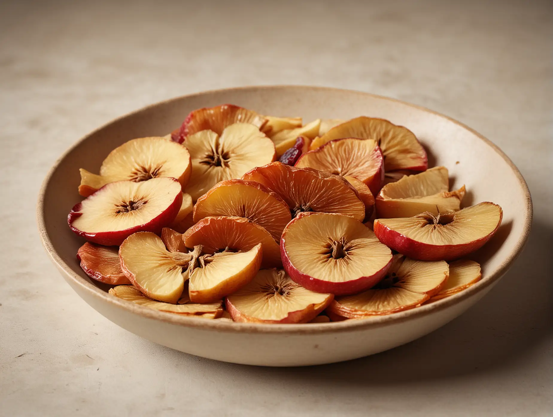 Slices-of-Dried-Apple-Fruit-in-Dish-on-Neutral-Background