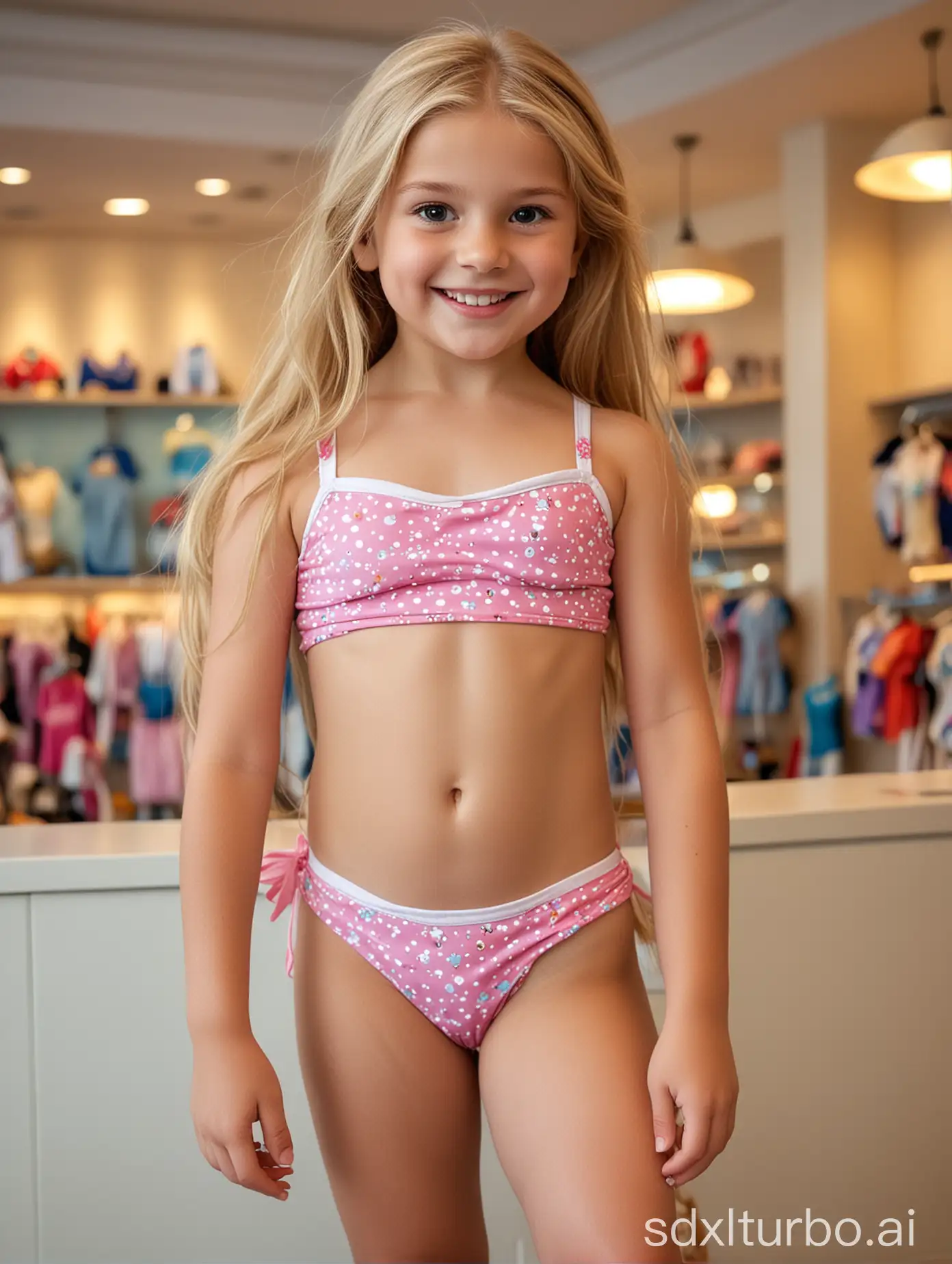 Confident-9YearOld-Girl-in-Disney-Bikini-Smiles-Brightly