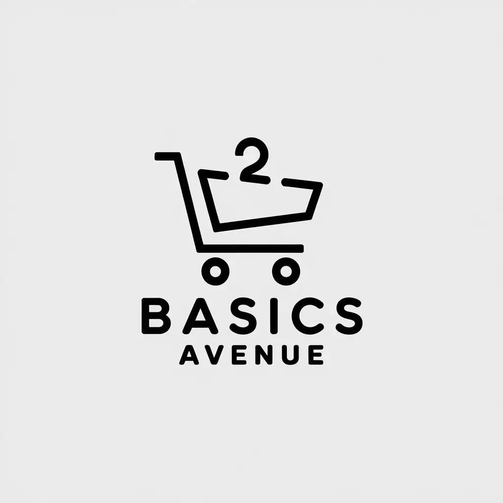 a vector logo design,with the text "Basics Avenue", main symbol:cloths & e-commerce,Minimalistic,be used in Retail industry,clear background