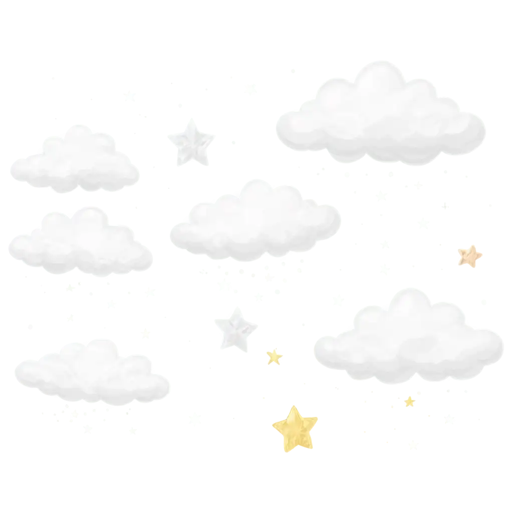 2D-White-Clouds-with-Star-Splash-PNG-A-Dreamy-Celestial-Image-for-Every-Project