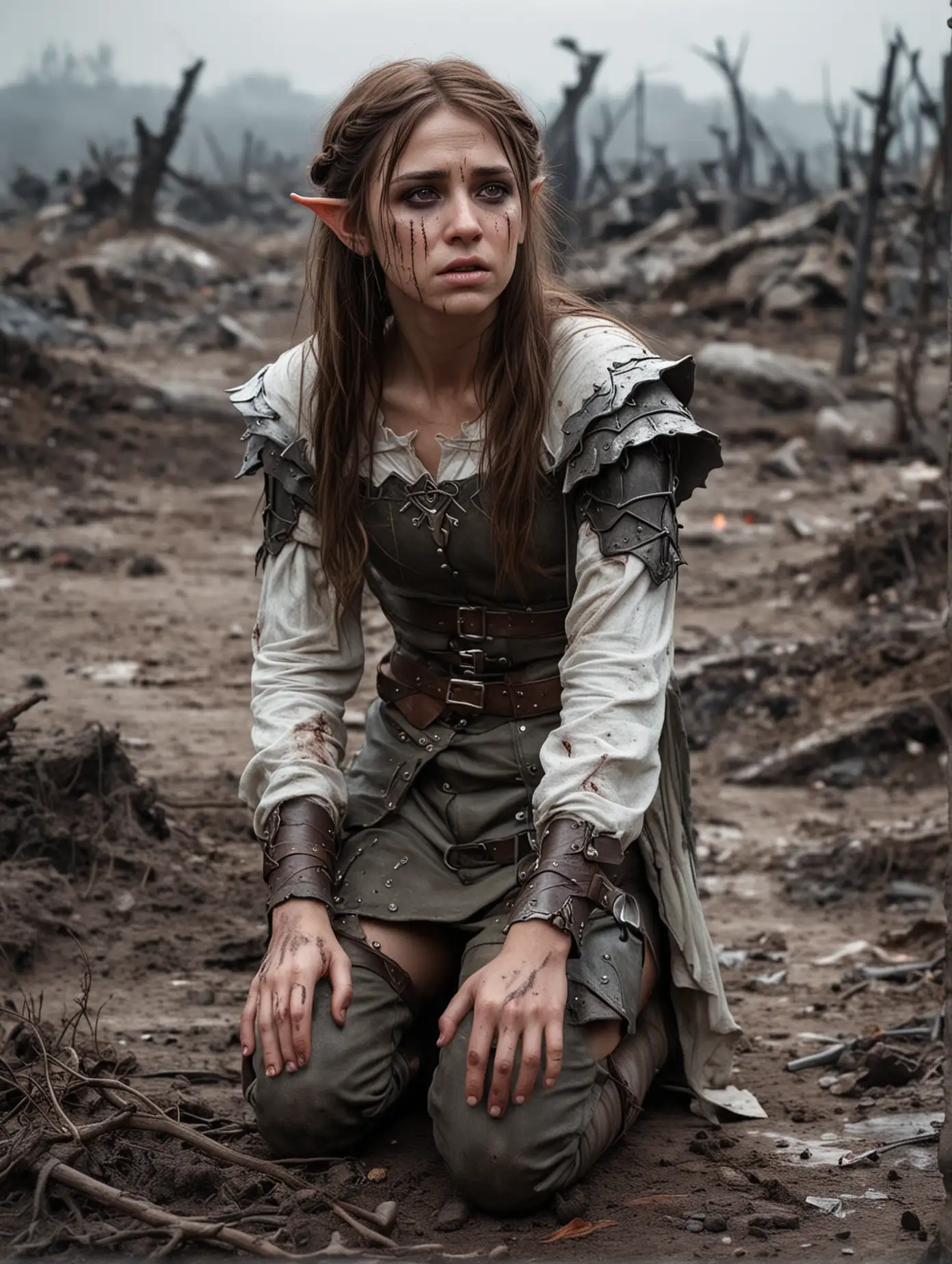 Injured-Female-Elf-Princess-on-a-Desolate-Battlefield