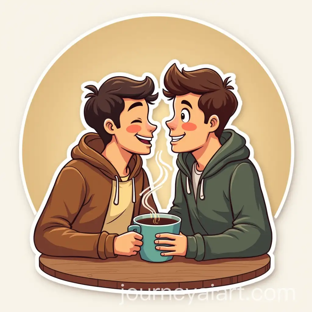 Coffee-Lovers-Enjoying-Cartoon-Style-Coffee-Drinking-Sticker