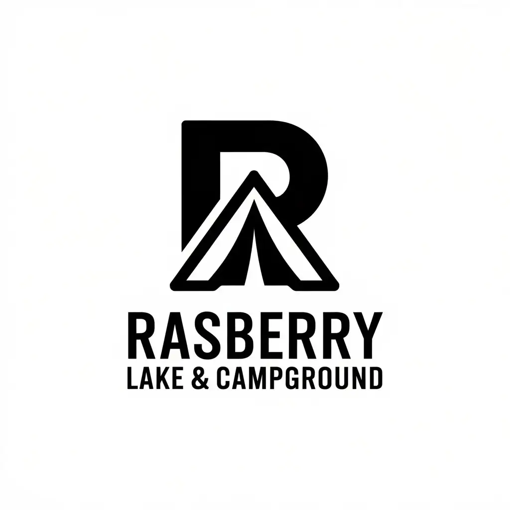 LOGO Design for Rasberry Lake Campground Upper Case Letter R and Tent Symbol