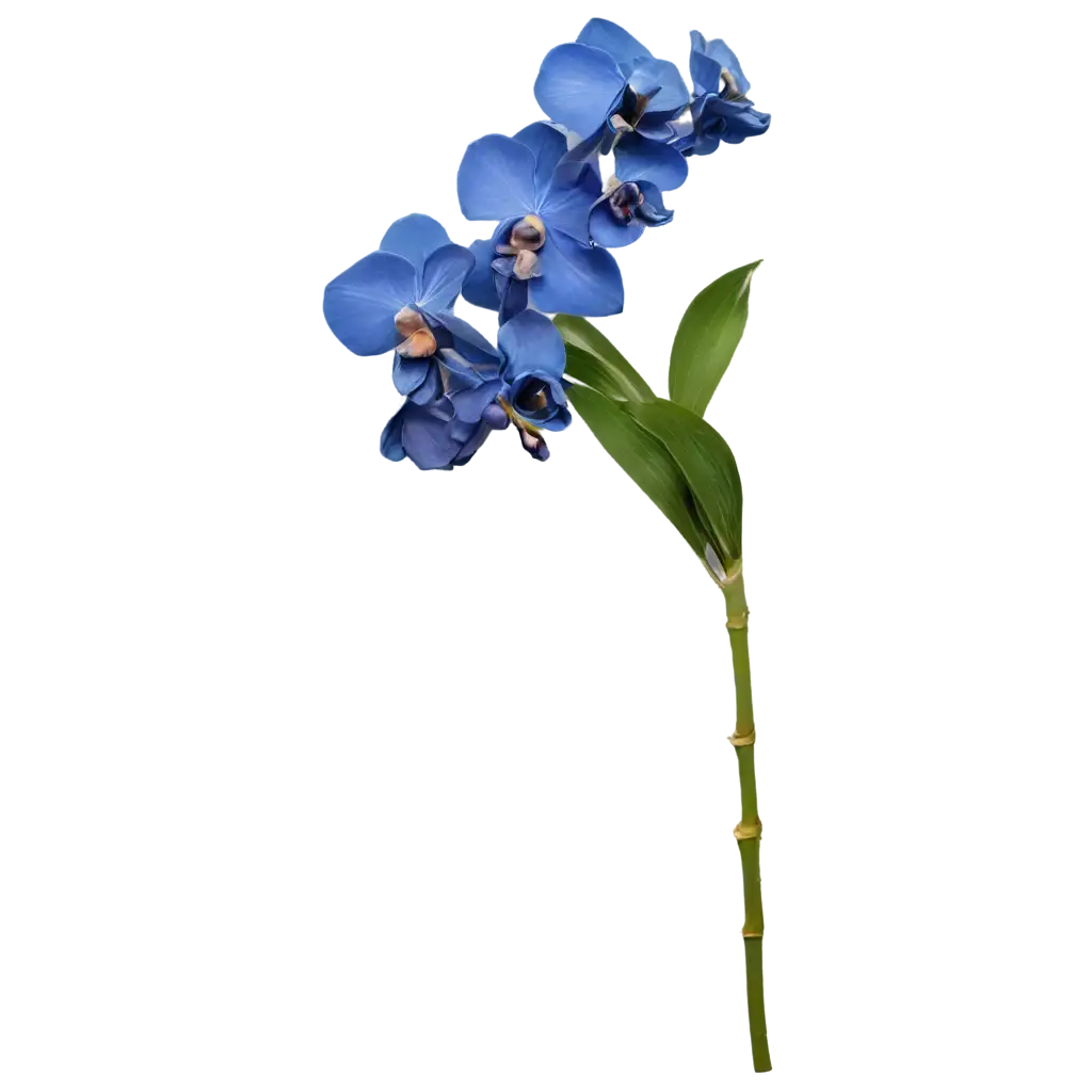 Blue-Orchid-Filled-in-a-Stem-with-Leaves-PNG-HighQuality-Transparent-Image-for-Versatile-Use