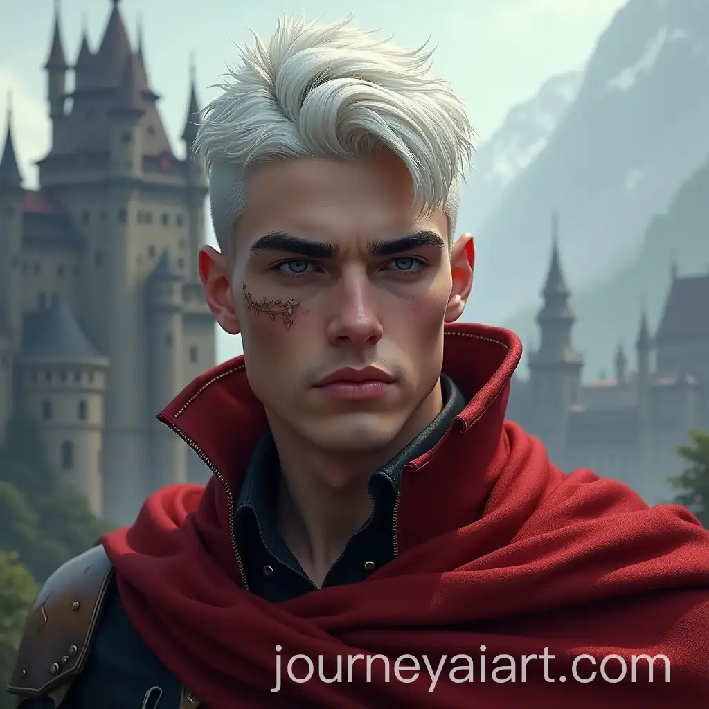 Handsome-Young-Warrior-with-White-Hair-in-Front-of-a-Fantasy-Castle