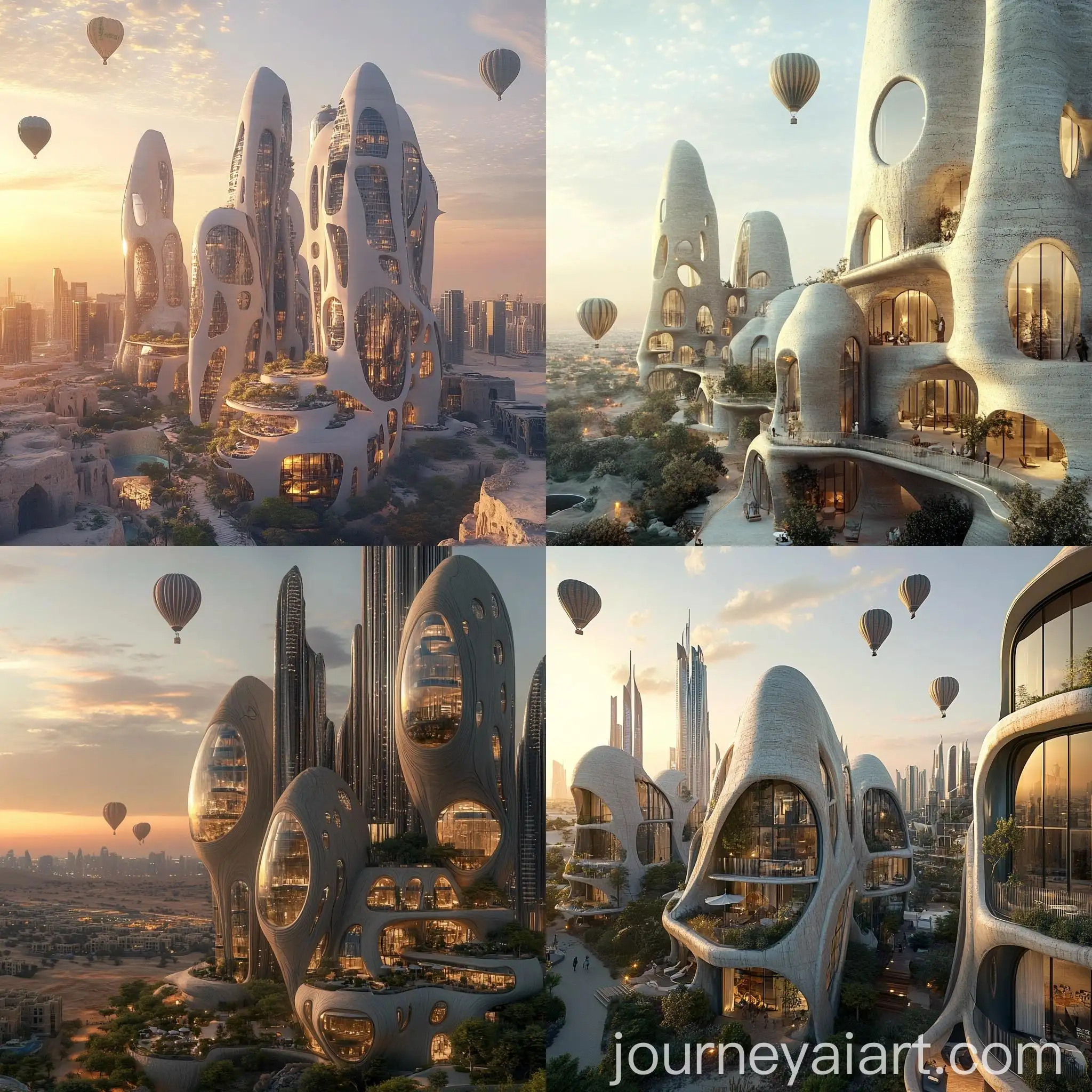 Futuristic-Dubai-Skyline-with-Organic-Rocklike-Architecture-and-Desert-Harmony