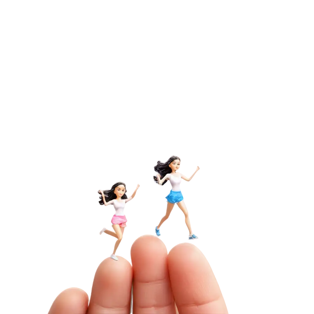 Miniature-Girls-Running-on-Finger-PNG-Image-Concept