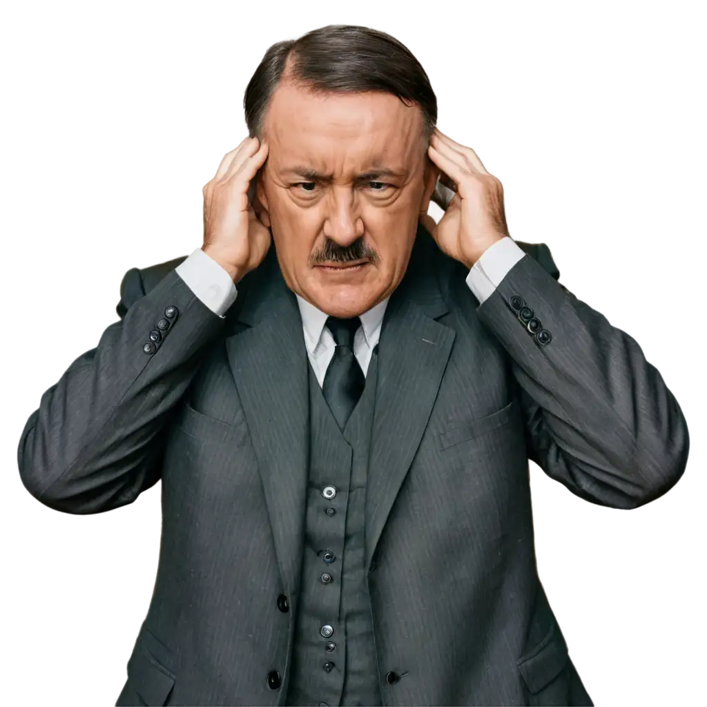 Dramatic-PNG-Depiction-of-Hitler-Blocking-Loud-Noise-with-Intense-Expression-Dark-Stormy-Background