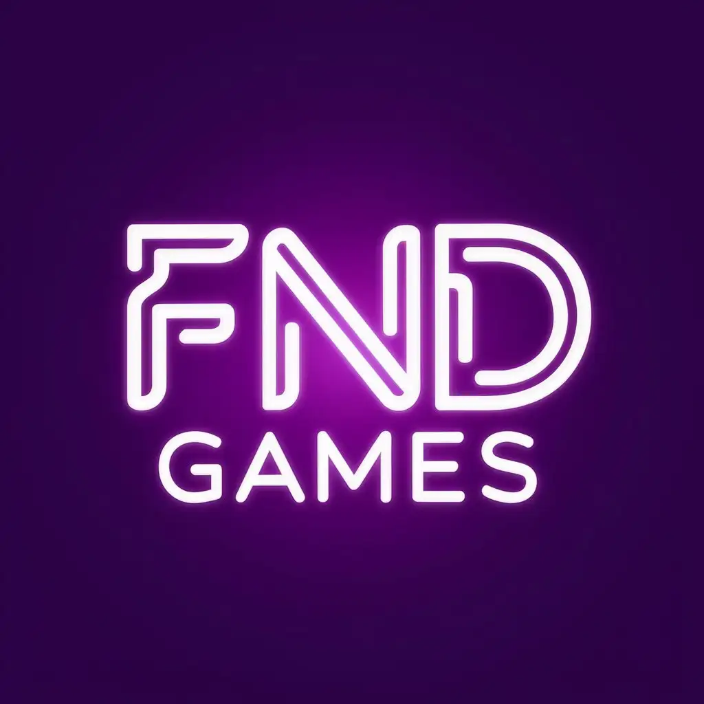 LOGO-Design-For-FND-Games-Neon-Text-Logo-on-Purple-Background