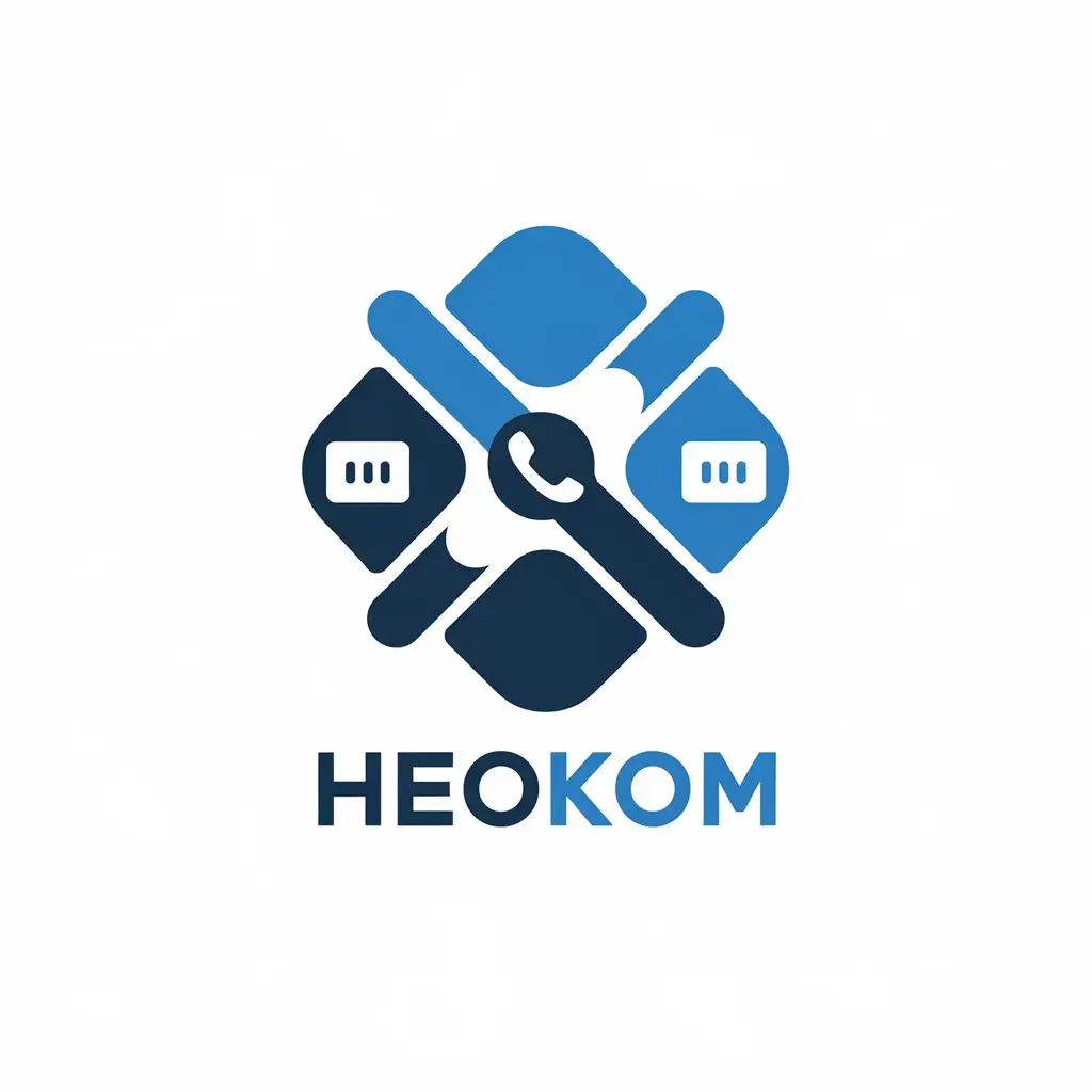 LOGO Design for HEOKOM Vector Logo Featuring Internet IPTV and Phone Symbols