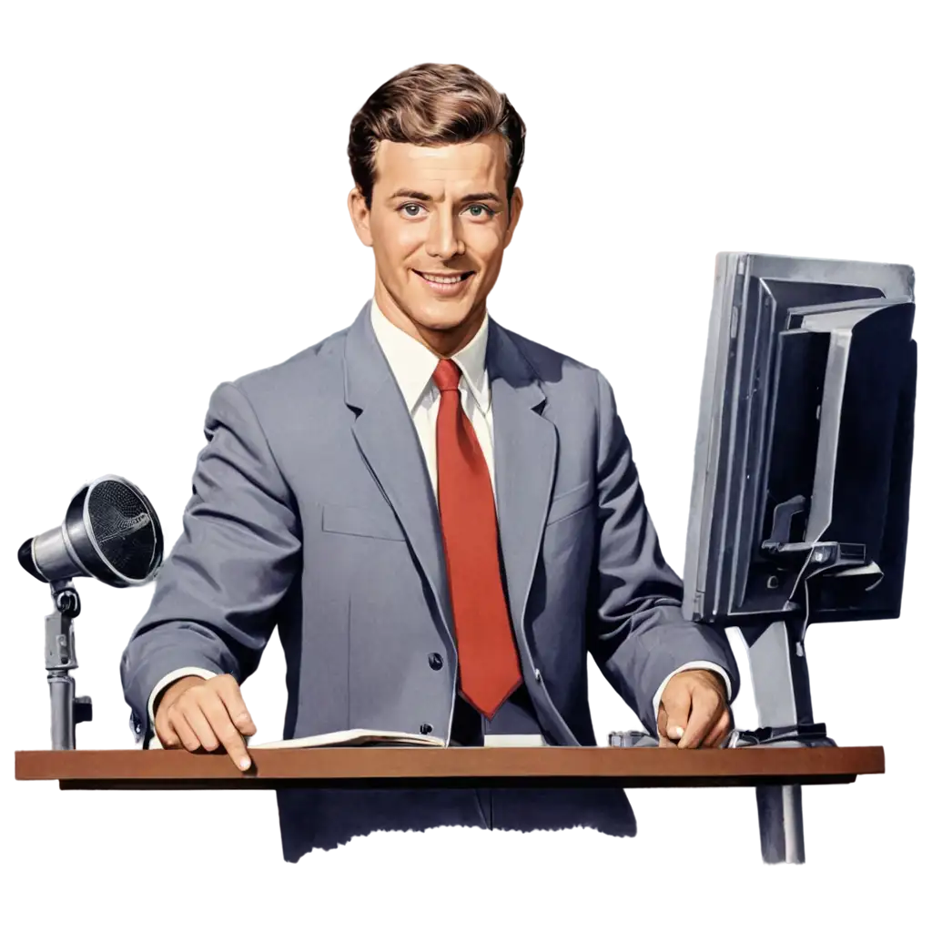 Coloring-Page-PNG-of-a-Male-Newsreader-on-a-1960s-TV-Screen-Vintage-TV-Illustration