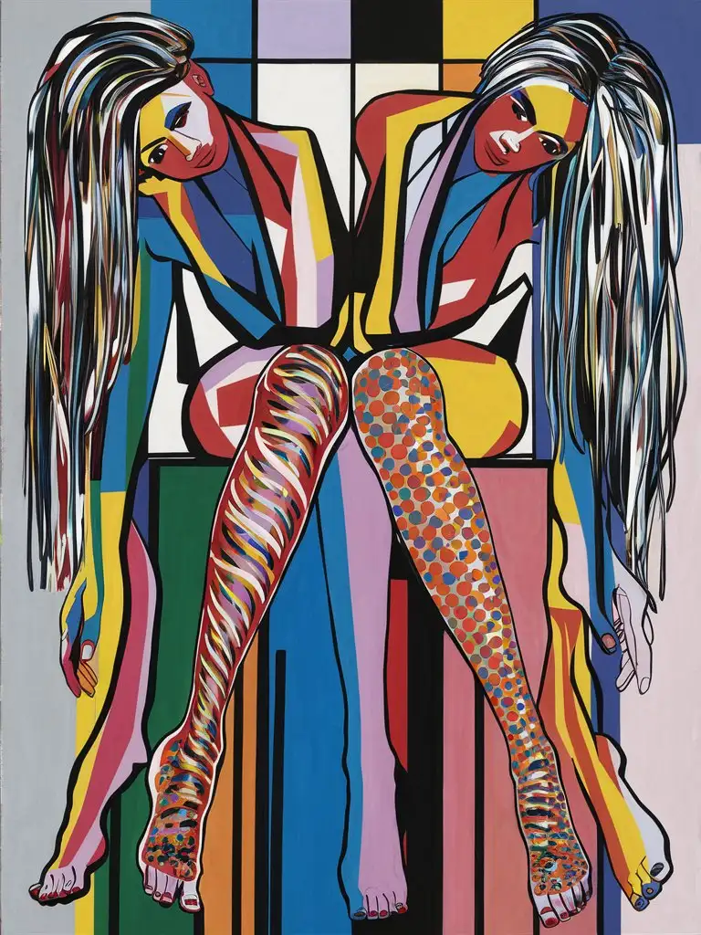 Abstract-Feminism-Oil-Painting-with-Leg-Hair-Inspired-by-Mondrian-and-Kusama