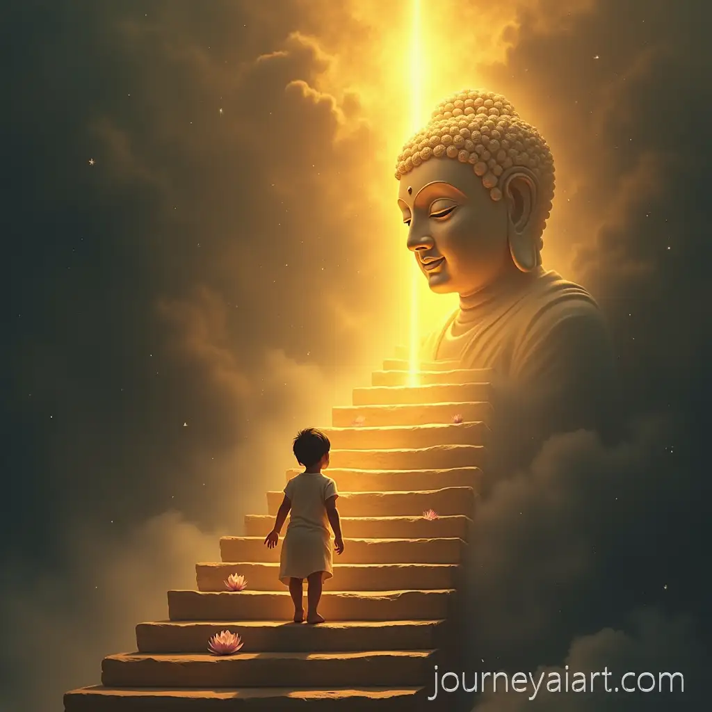 Child-Walking-Up-Spiritual-Stairs-Guided-by-Buddhas-Blessing