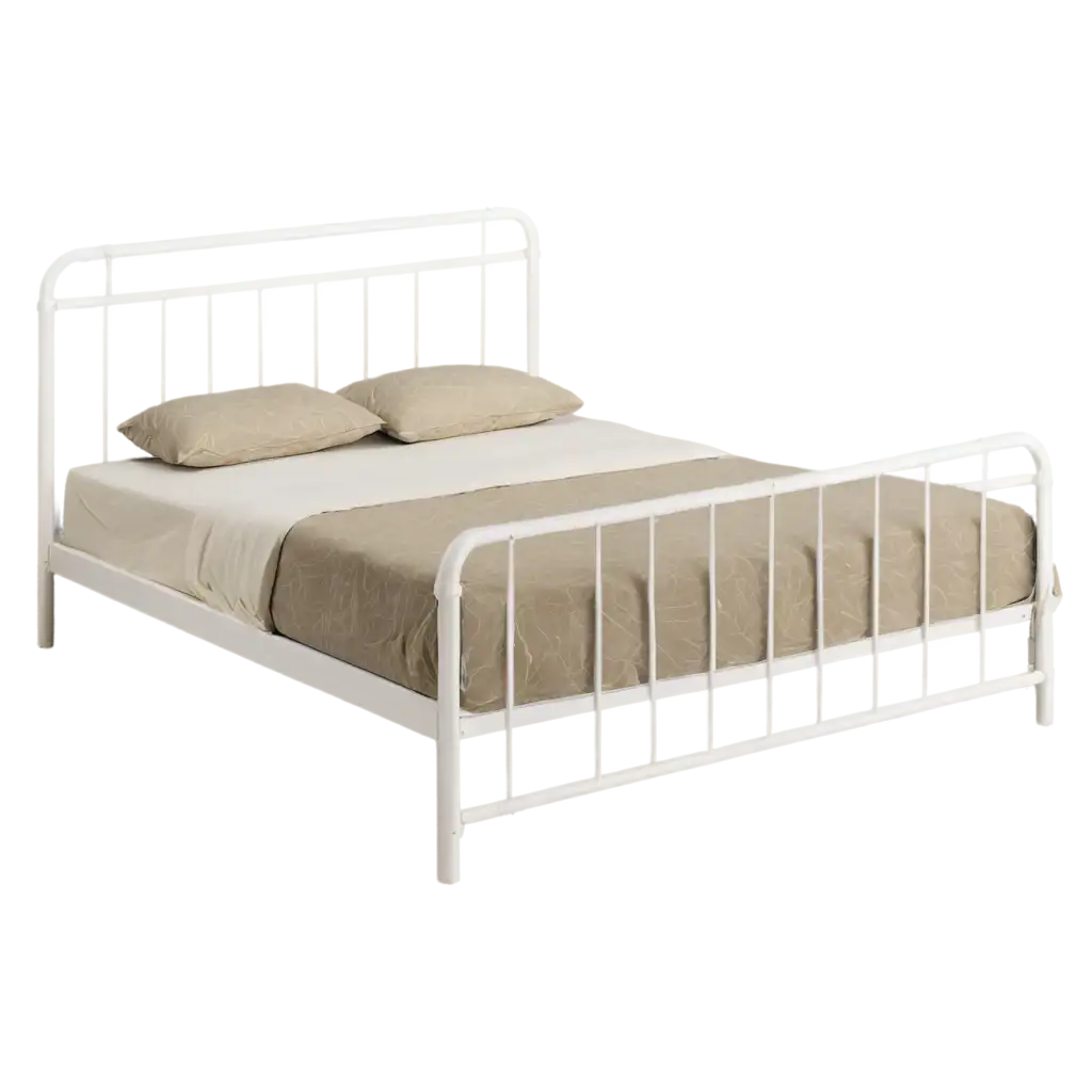 Stylish-White-Metal-Bed-PNG-A-Perfect-Image-for-Modern-Interiors