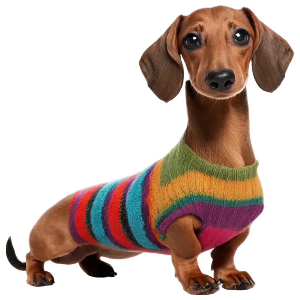 HighQuality-PNG-Image-of-a-Dachshund-Wearing-a-Sweater-for-Versatile-Use