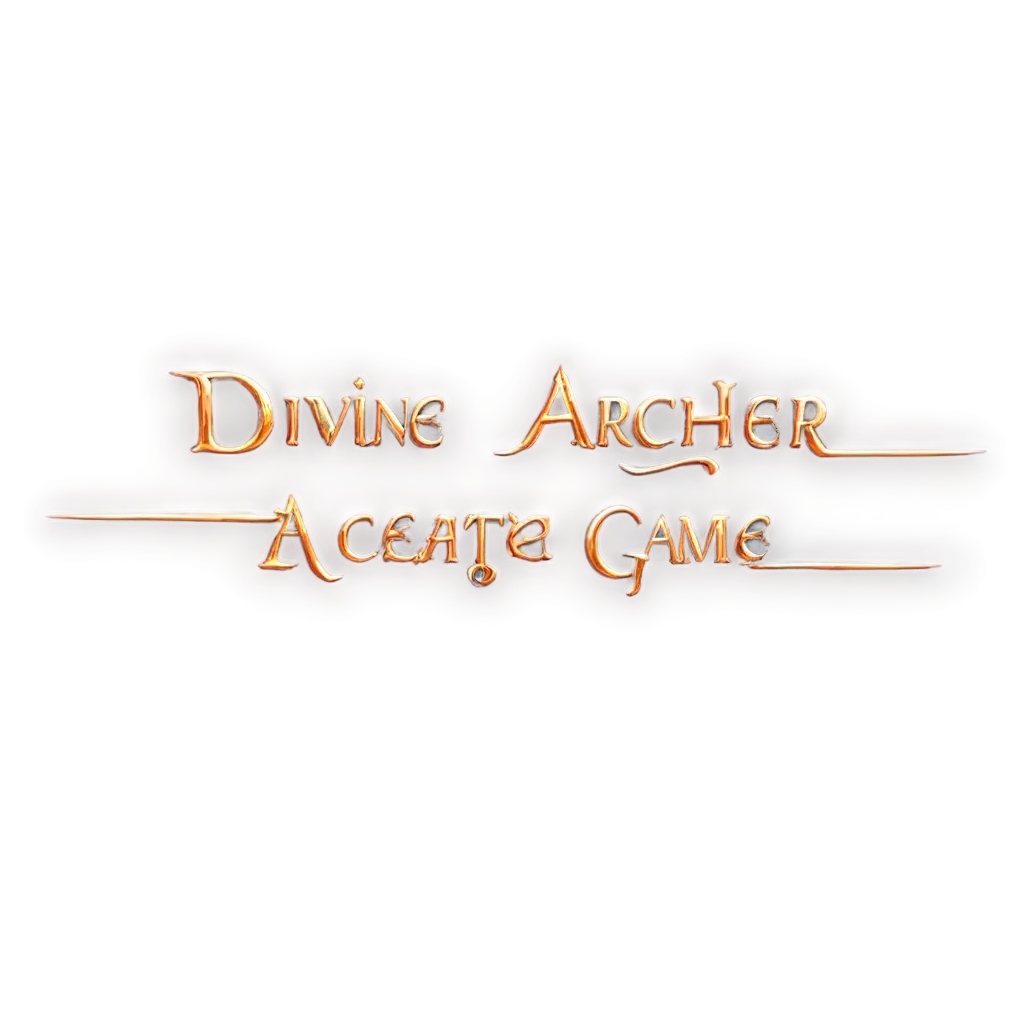 Fantasy game title logo: 'Divine Archer' text, ' Elegant colorful font for casual games. Slight mystical effects on text. No background, transparent PNG, centered composition, no shadows or objects behind the text, just isolated fantasy typography.