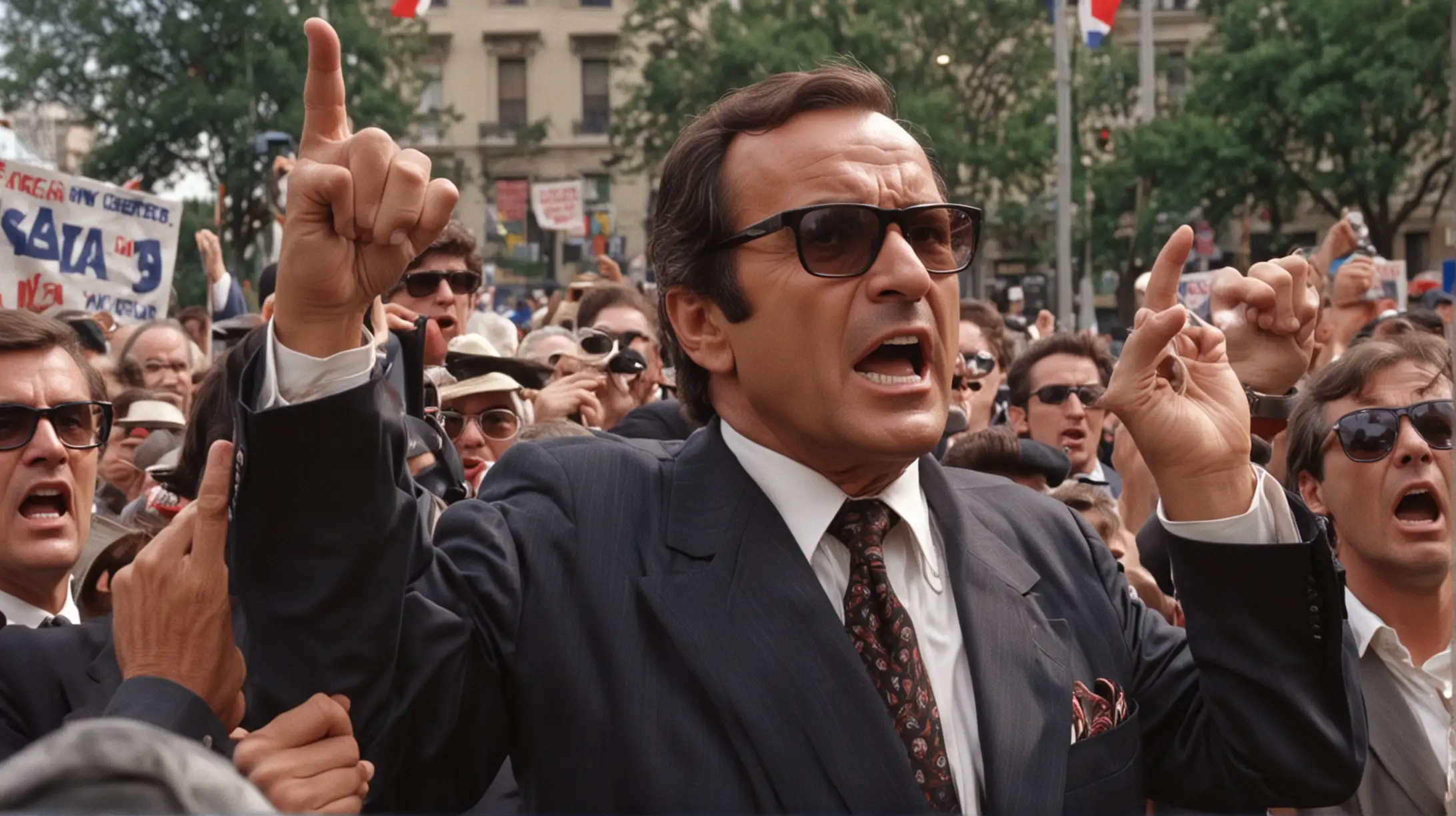 Angry Mafia Boss Henry Silva Yelling at 70s Political Rally