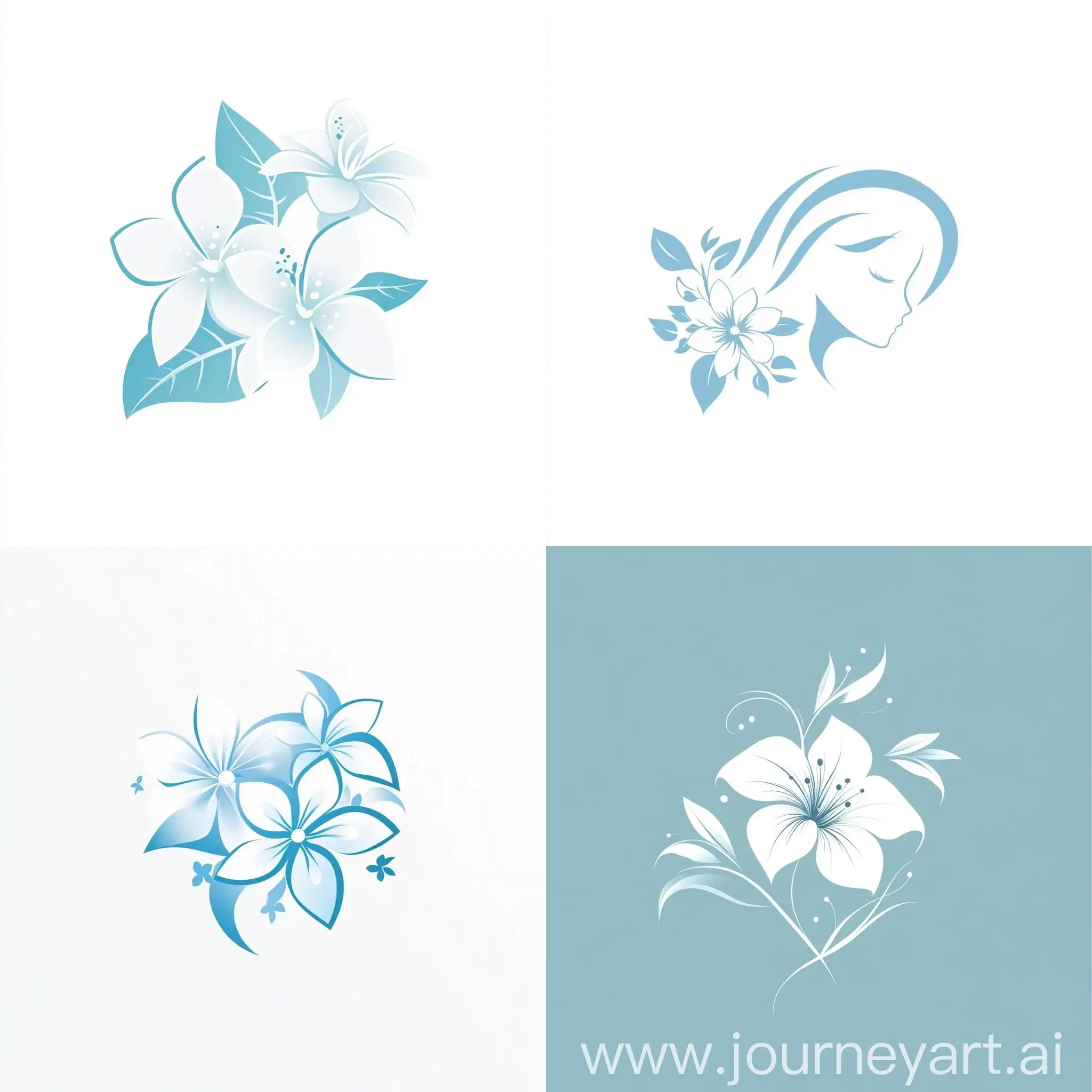 Eva-Rio-Logo-Design-with-White-Colors-and-Light-Blue-Floral-Details