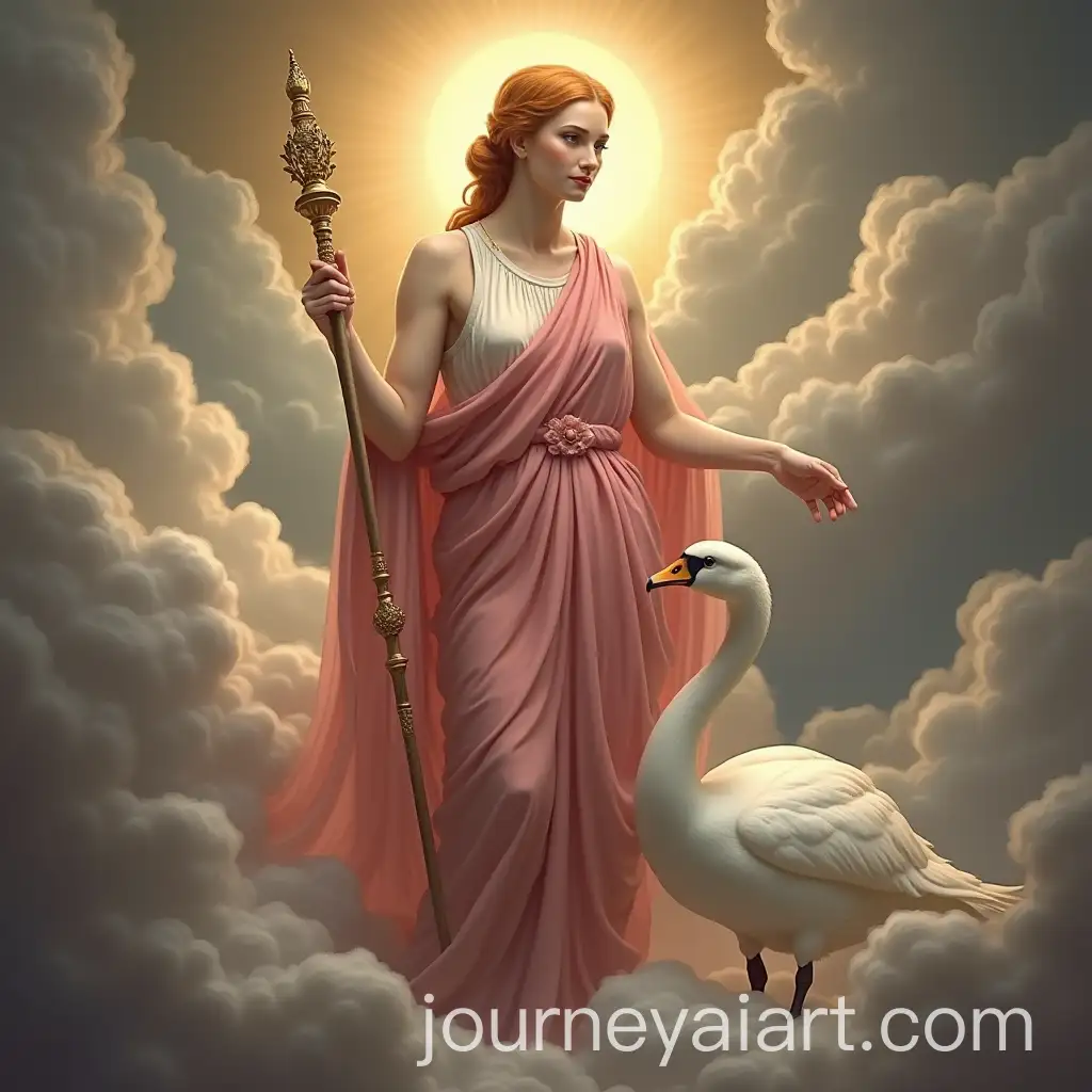 Ancient-Roman-Goddess-Queen-in-Heavenly-Cloud-with-Swan-and-Scepter
