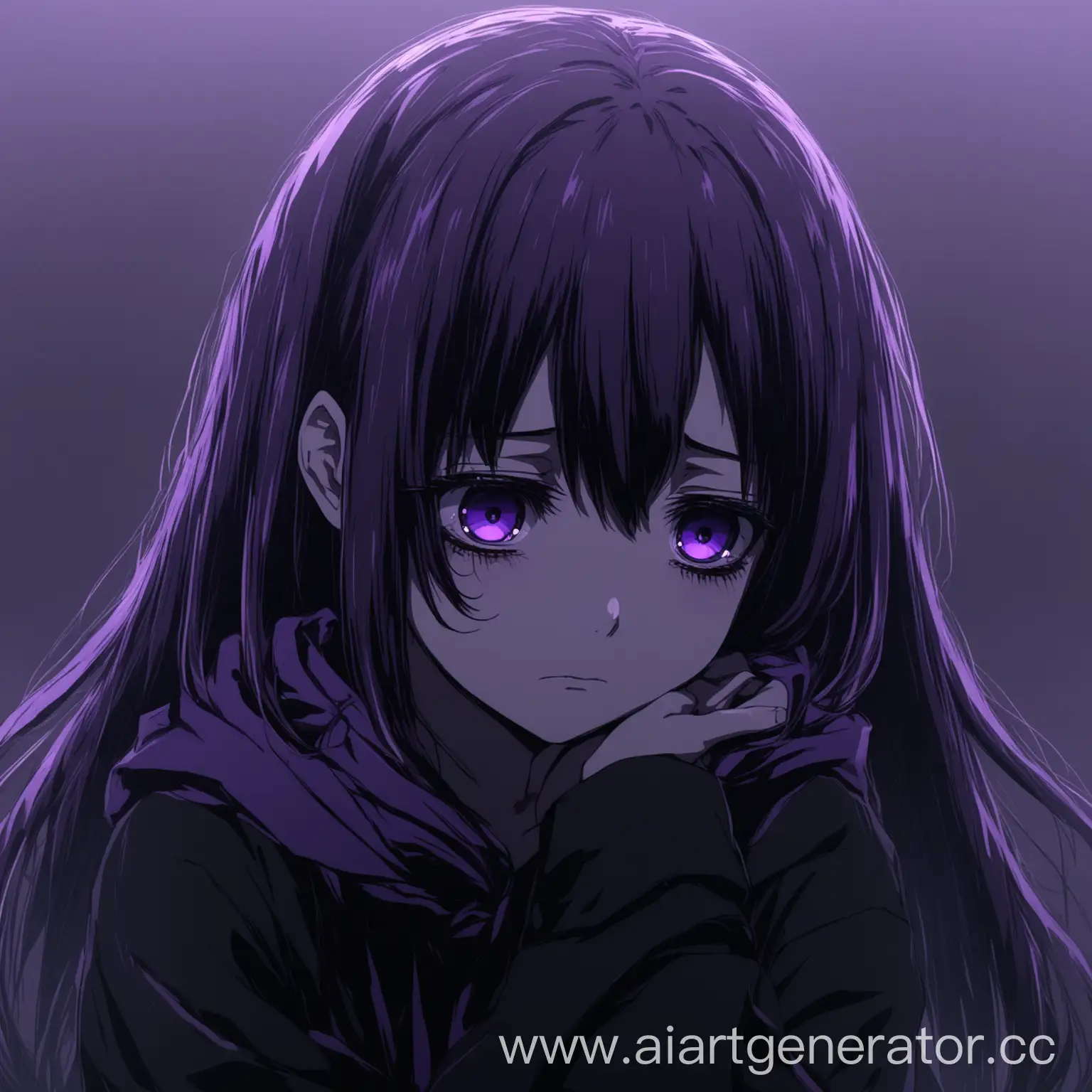 Sad-Anime-Girl-in-Purple-and-Black-Colors