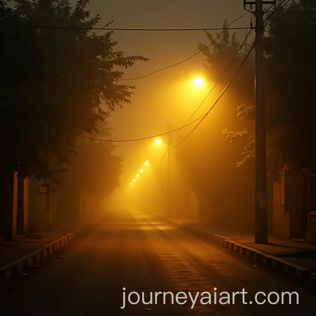 Dust-Swirling-on-Kerala-Street-with-Yellow-Streetlight